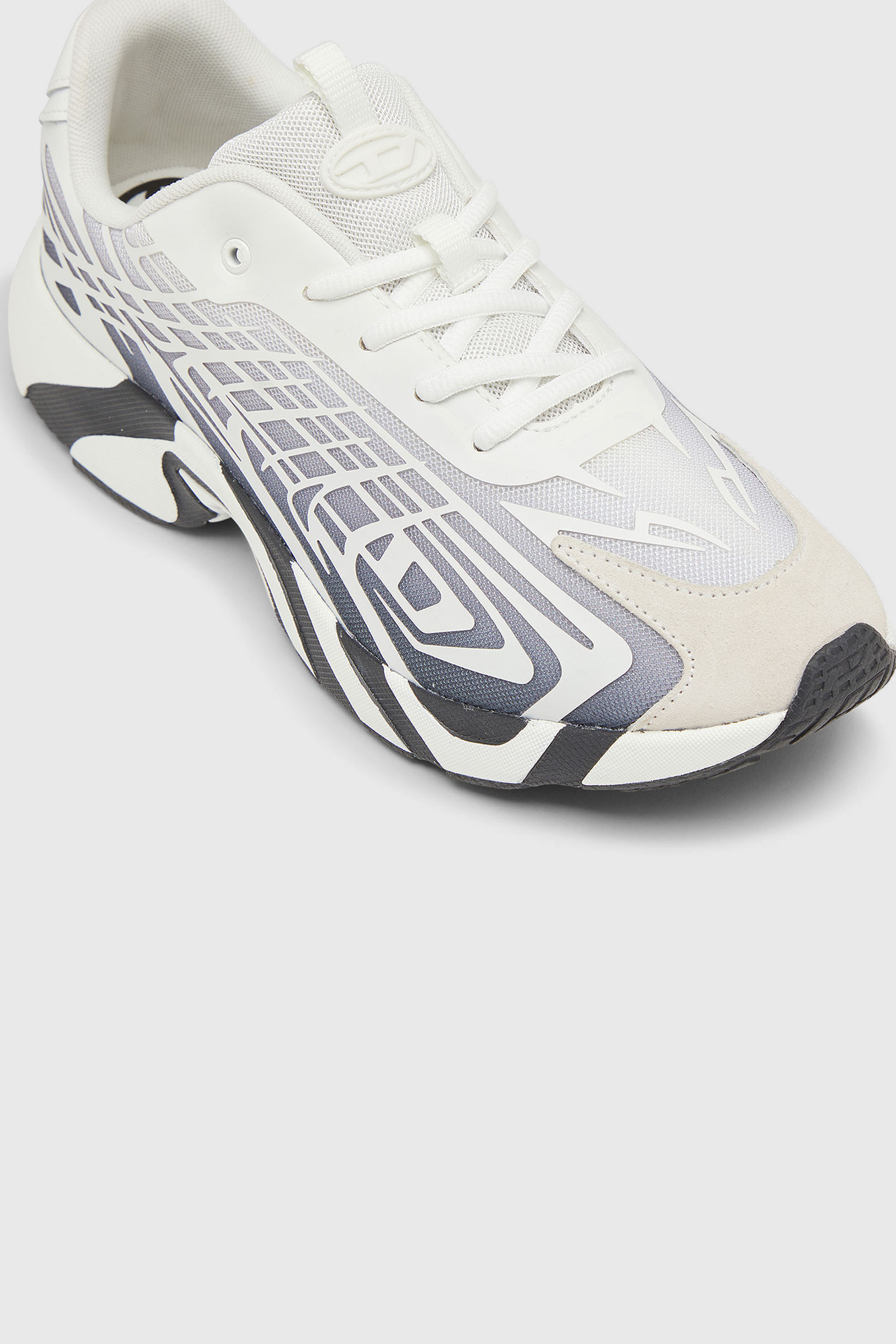 Diesel - S-D-VIT'S 500 LOW, Herren D-Vit-Sneaker aus gestreiftem D&eacute;grad&eacute;-Mesh in Wei&szlig;/Grau - 6