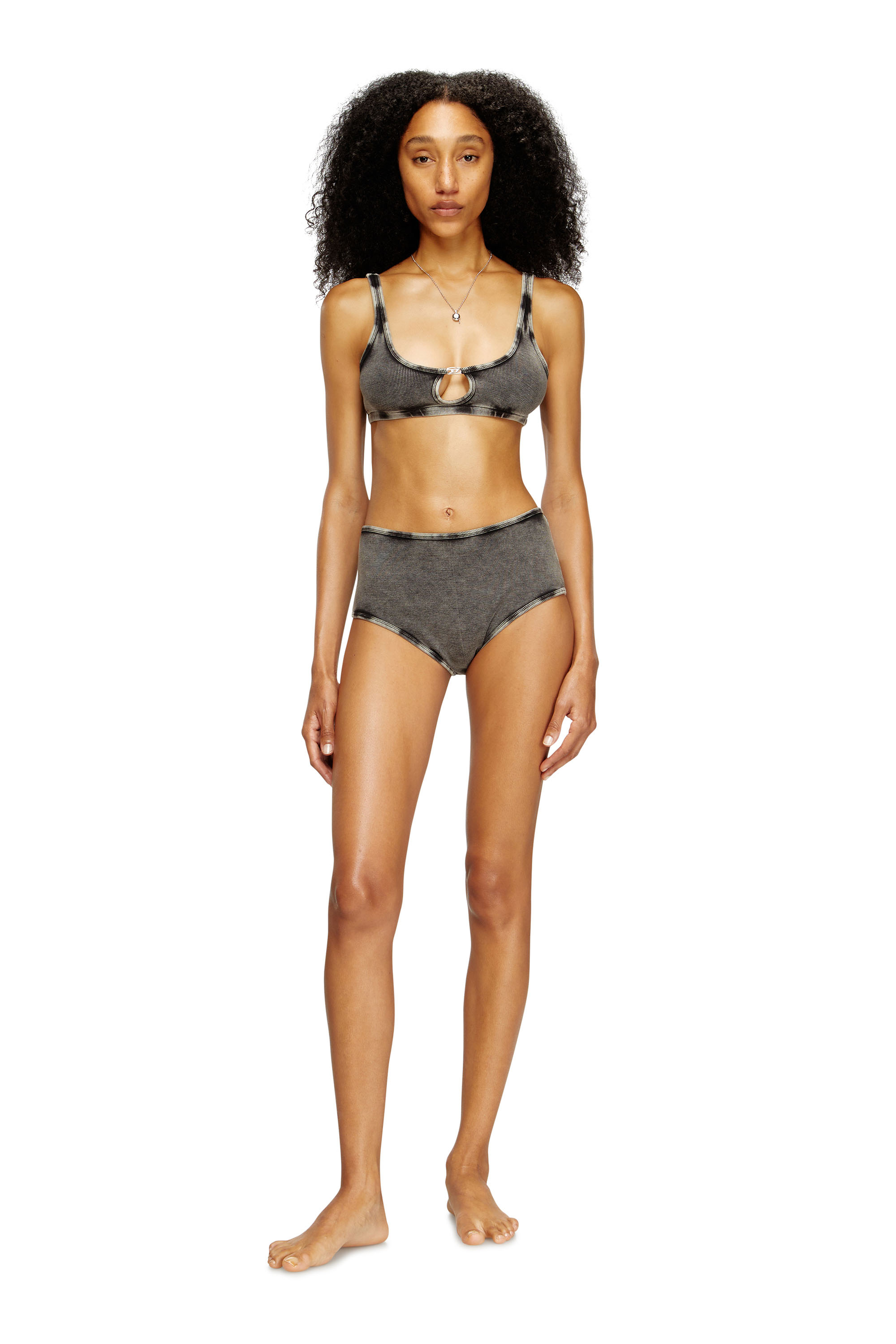 Diesel - CHARLI-DNM, Damen Hüftslip aus Stretch-Baumwolle mit hohem Bund in Dunkelgrau - 1