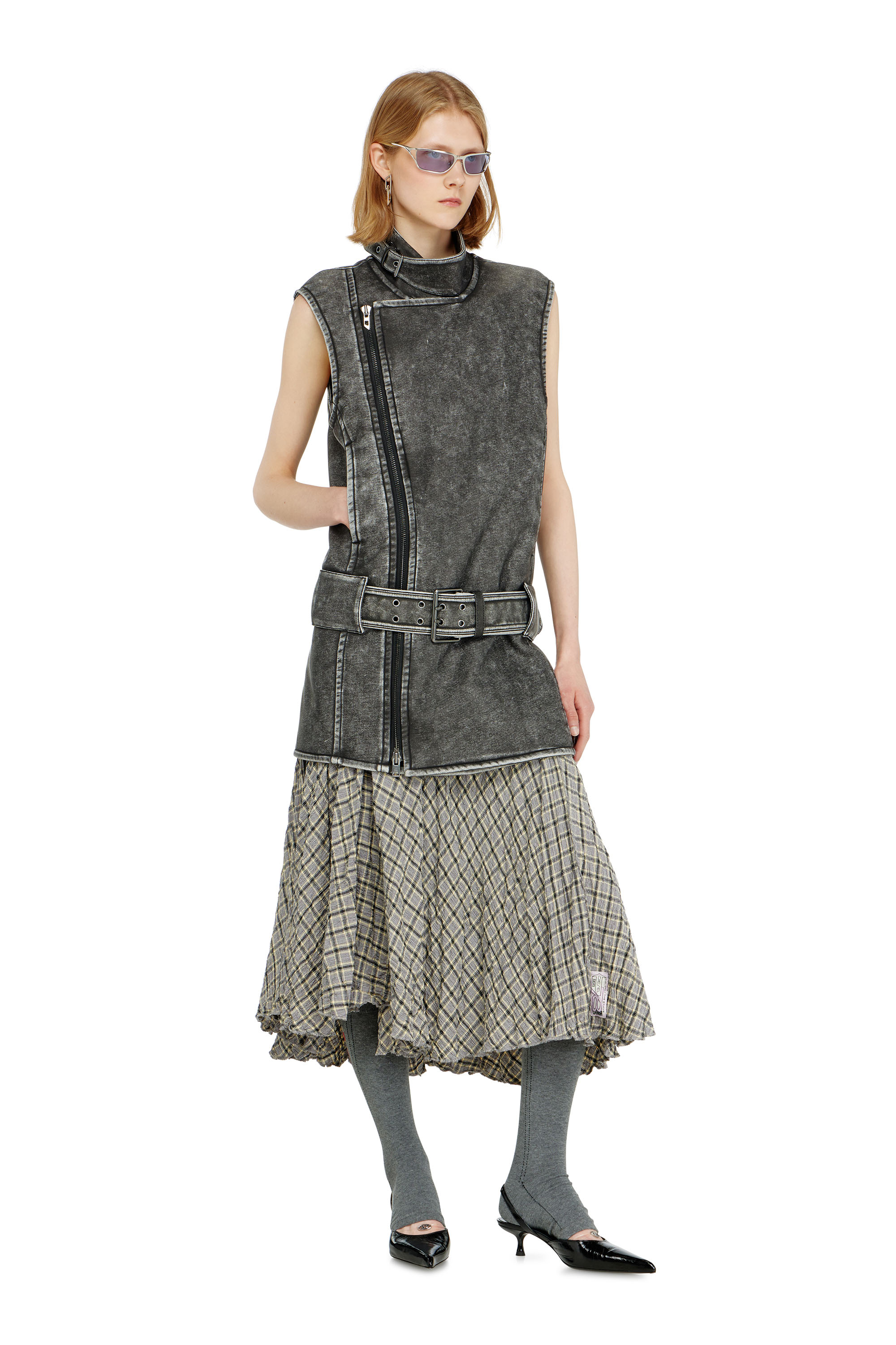 Diesel - D-IKE, Damen Biker-Kleid im Mini-Stil mit G&uuml;rtel in null - 1