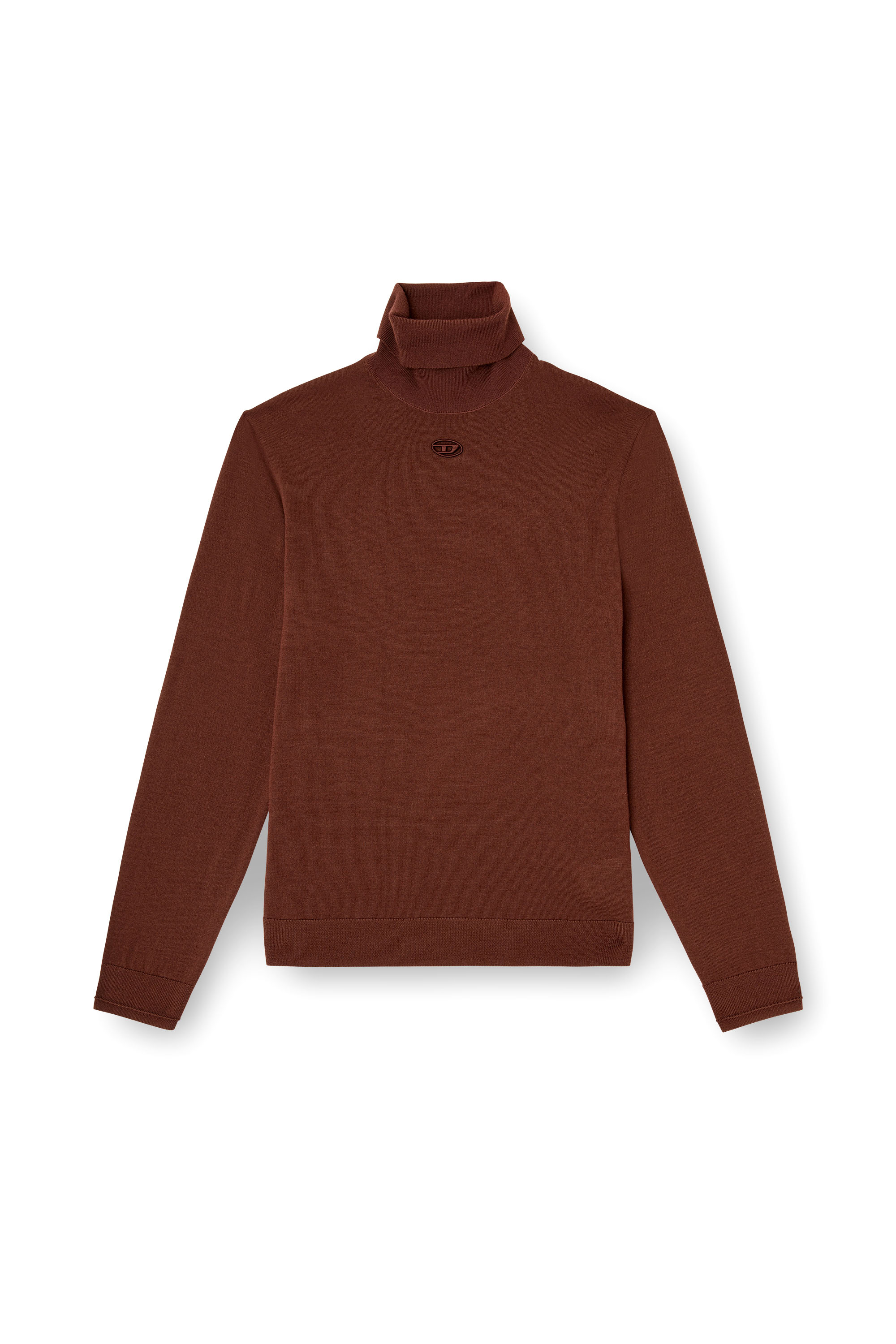 Diesel - K-VARTA, Herren Rollkragenpullover aus Wolle mit Cutout-Logo in Braun - 3