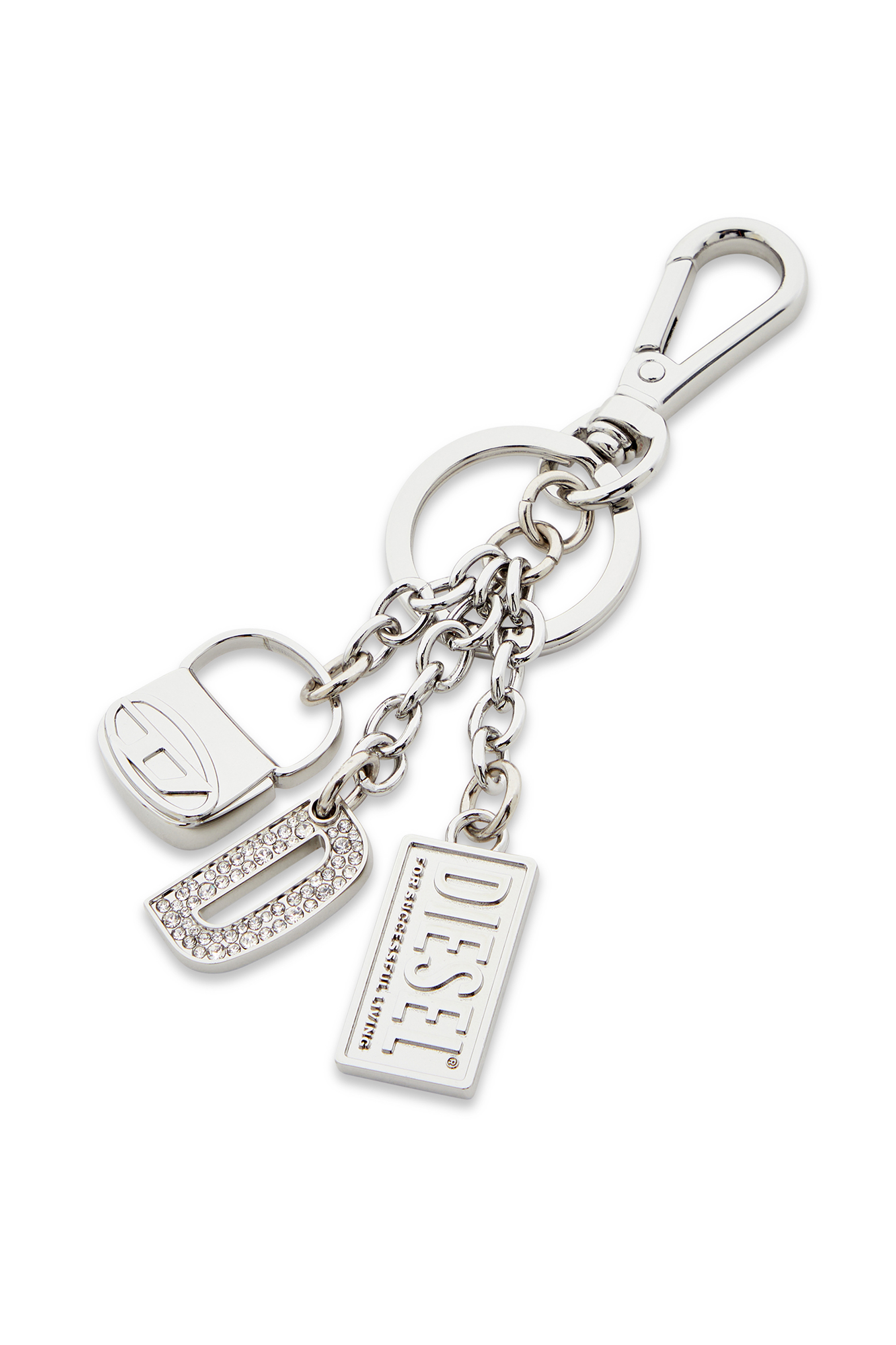 Diesel - 1DR KEY MULTICHARM, Damen Schlüsselring aus Metall mit Logo-Charms in Silber - 2