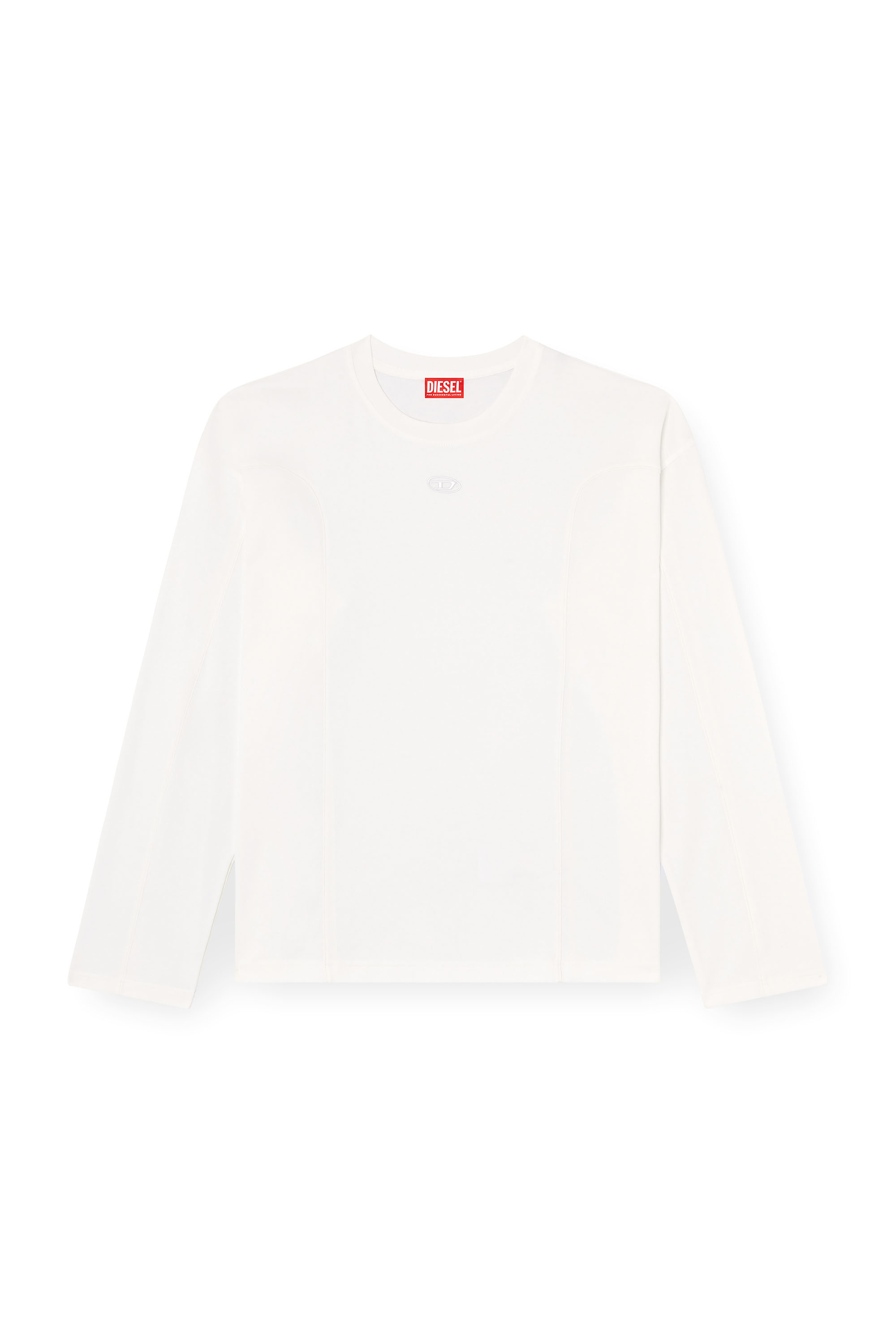 Diesel - T-BOXT-LS-INT, Man's Long-sleeve T-shirt with panels in White - 3