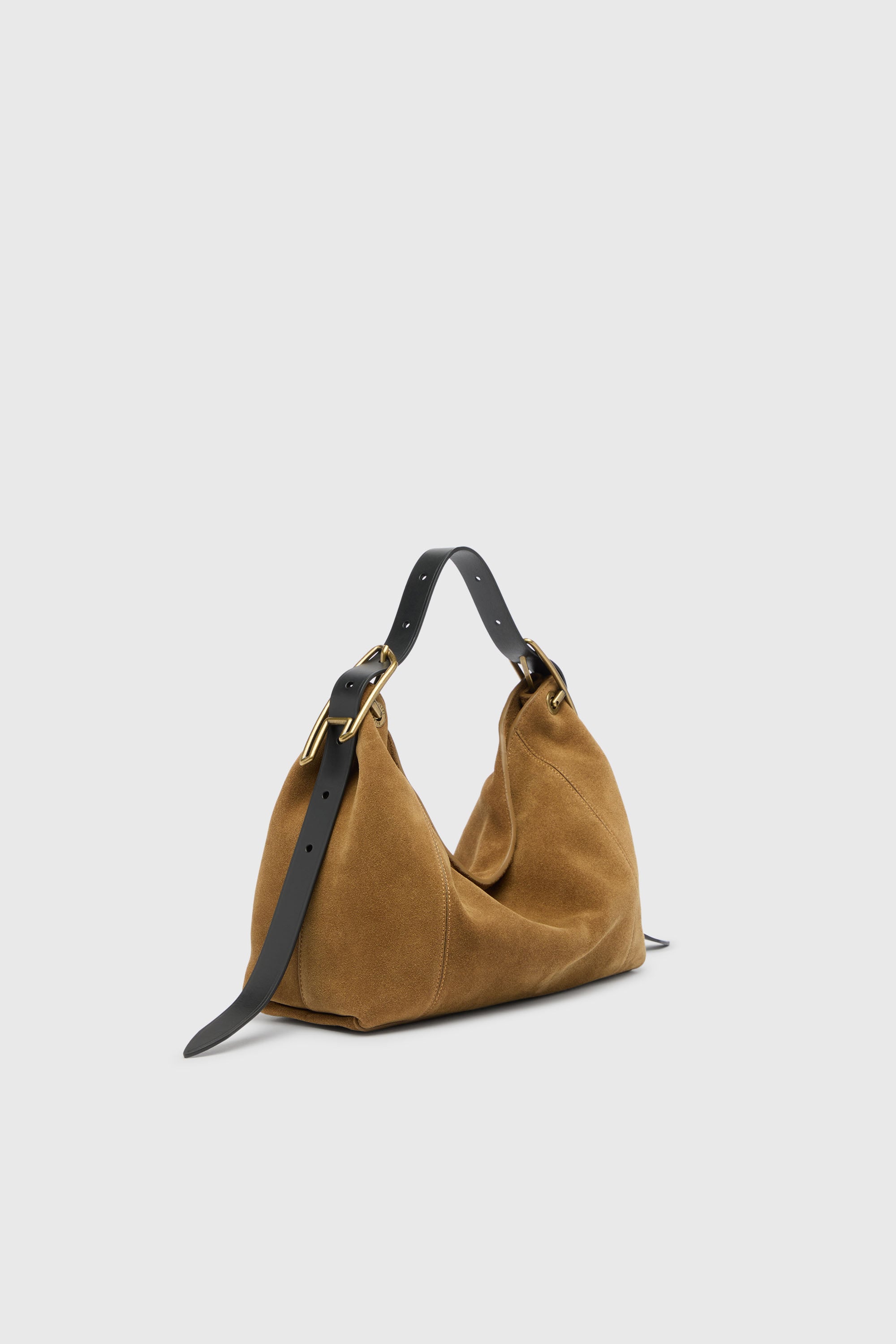 Diesel - D-LINE HOBO S, Damen D-Line Schultertasche aus gewachstem Veloursleder in Hellbraun - 2