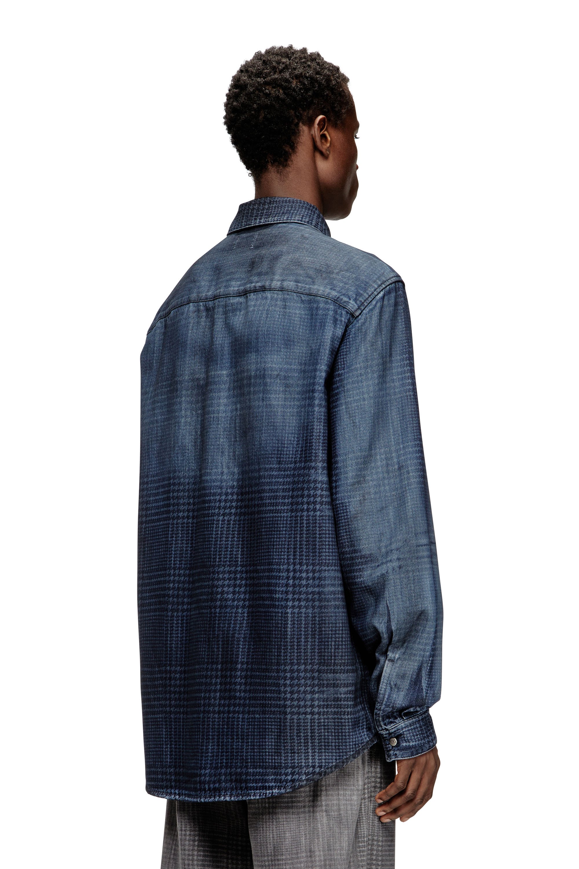 Diesel - D-SIMPLY-S13, Herren Hemd aus fließendem Prince of Wales Denim in Blau - 4