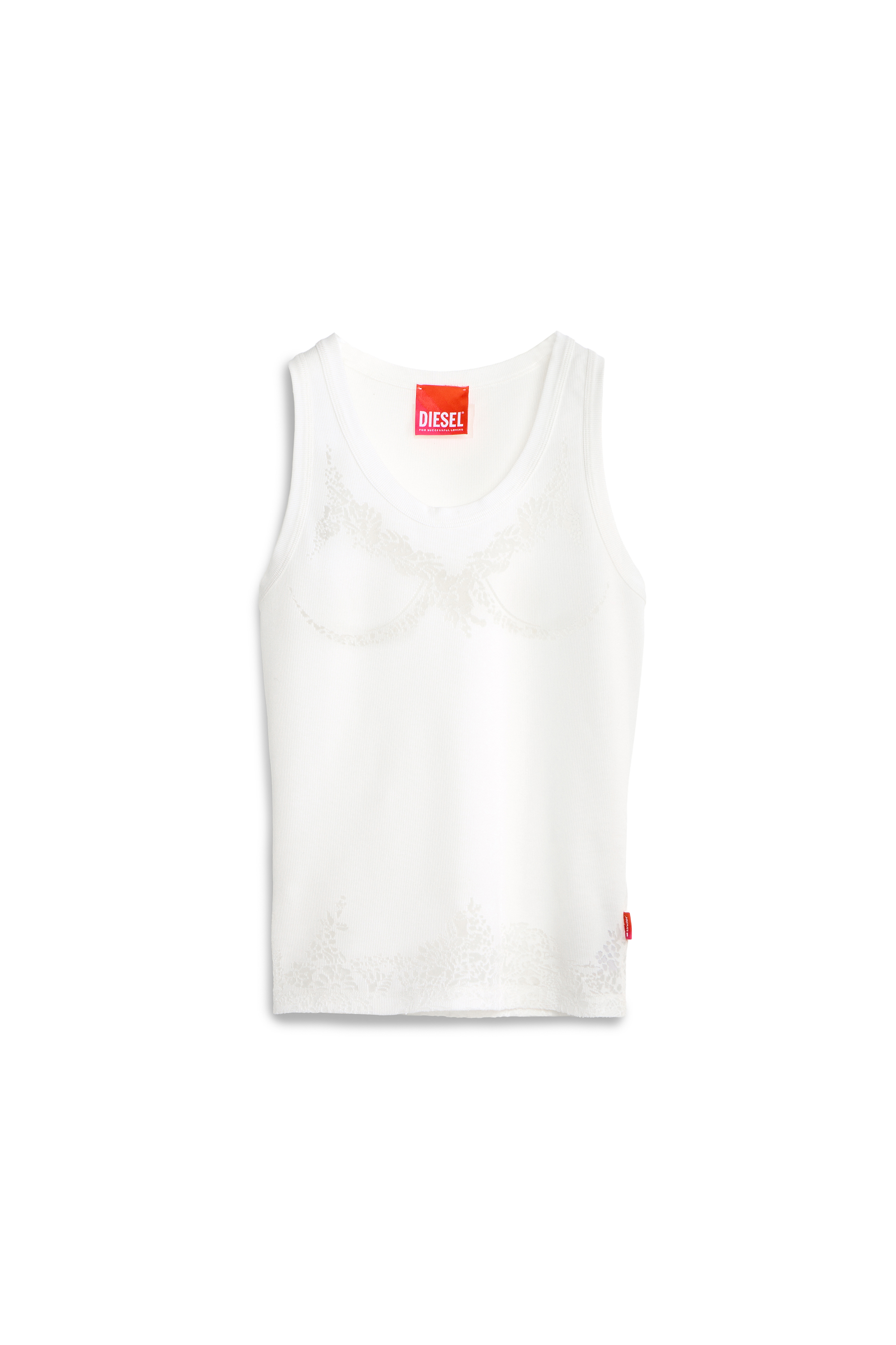 Diesel - PR-T-ANKI-LACE-R, Damen Tanktop mit devor&eacute;-Spitze-Effekt in Wei&szlig; - 3