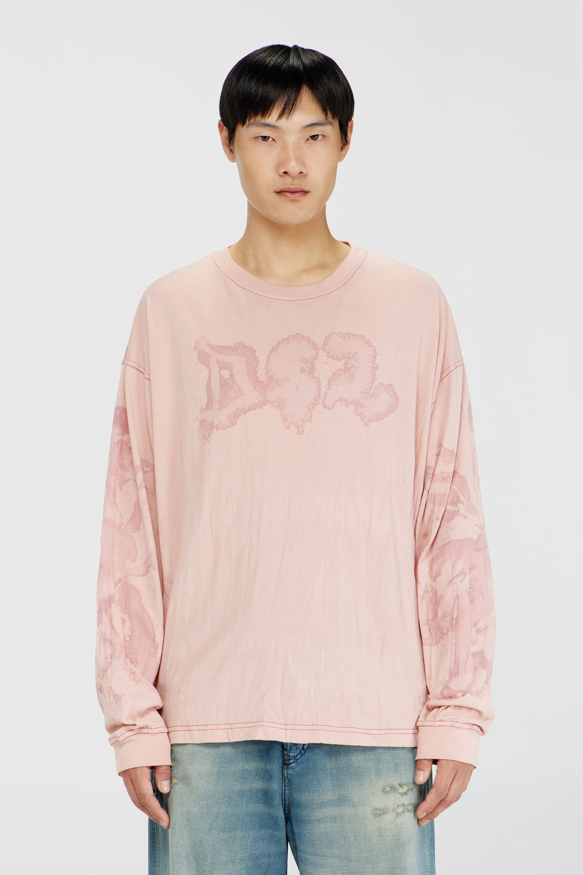 Diesel - T-BOXT-LS-AA4, Herren Locker long sleeve tee mit blotched print in Rosa - 3