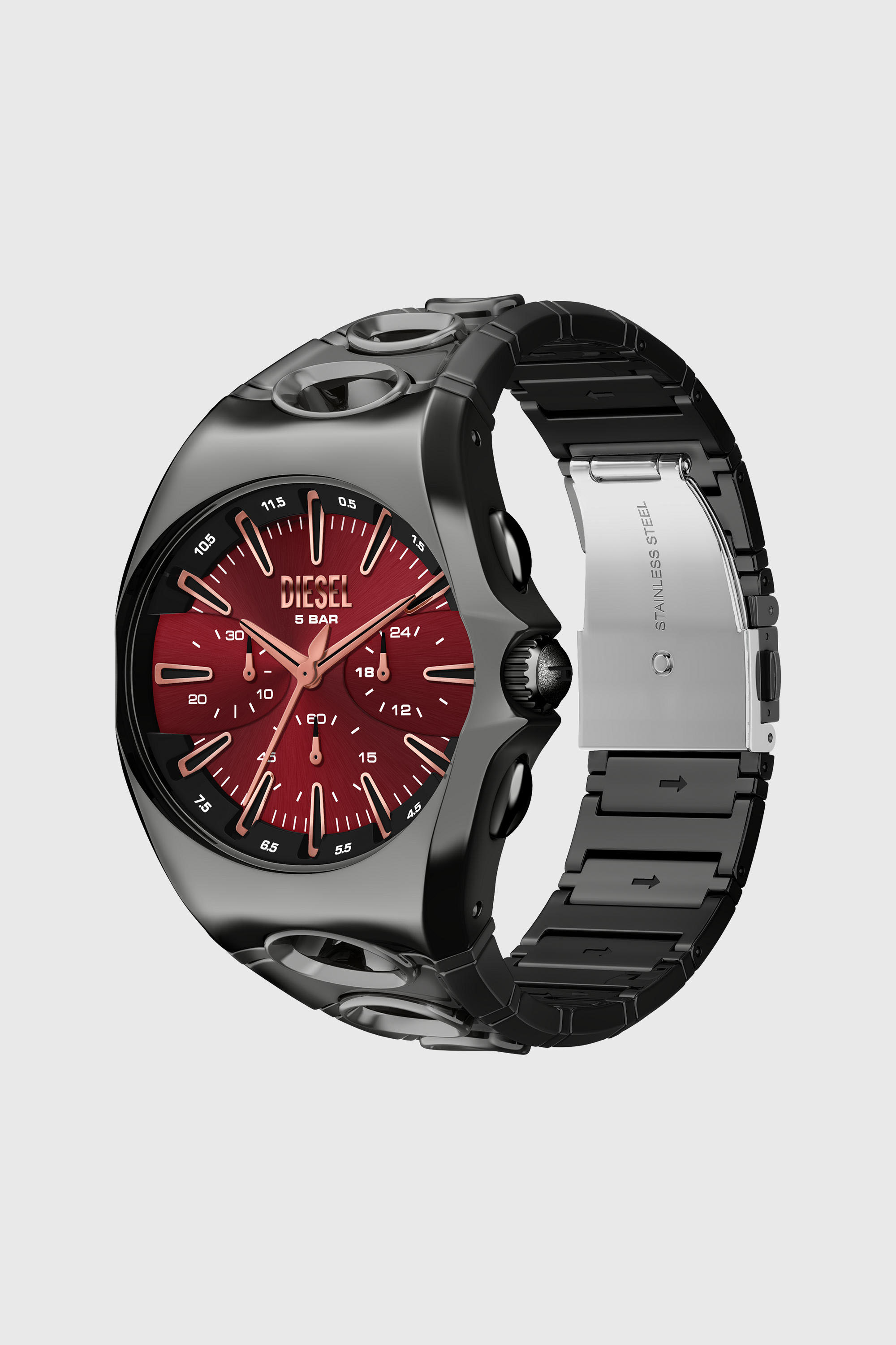 Diesel - DZ4726 WATCH, Herren D-Curve Uhr aus Edelstahl in Gunmetal-Optik in Schwarz - 2
