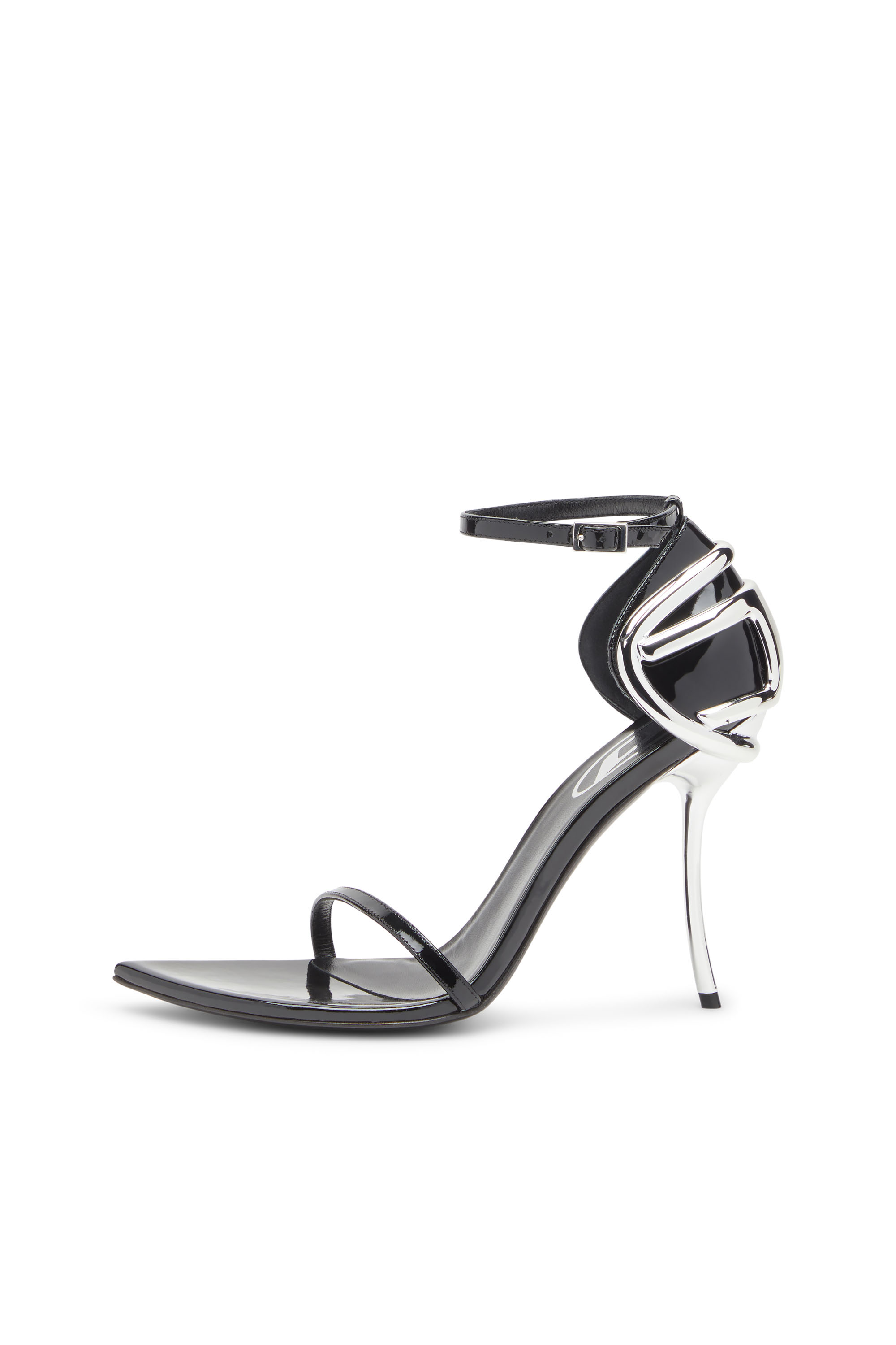 Diesel - D-TEN&HALF SANDAL, Damen D-Ten&Half-Stiletto-Sandalen aus Lackleder und Satin in Schwarz - 7