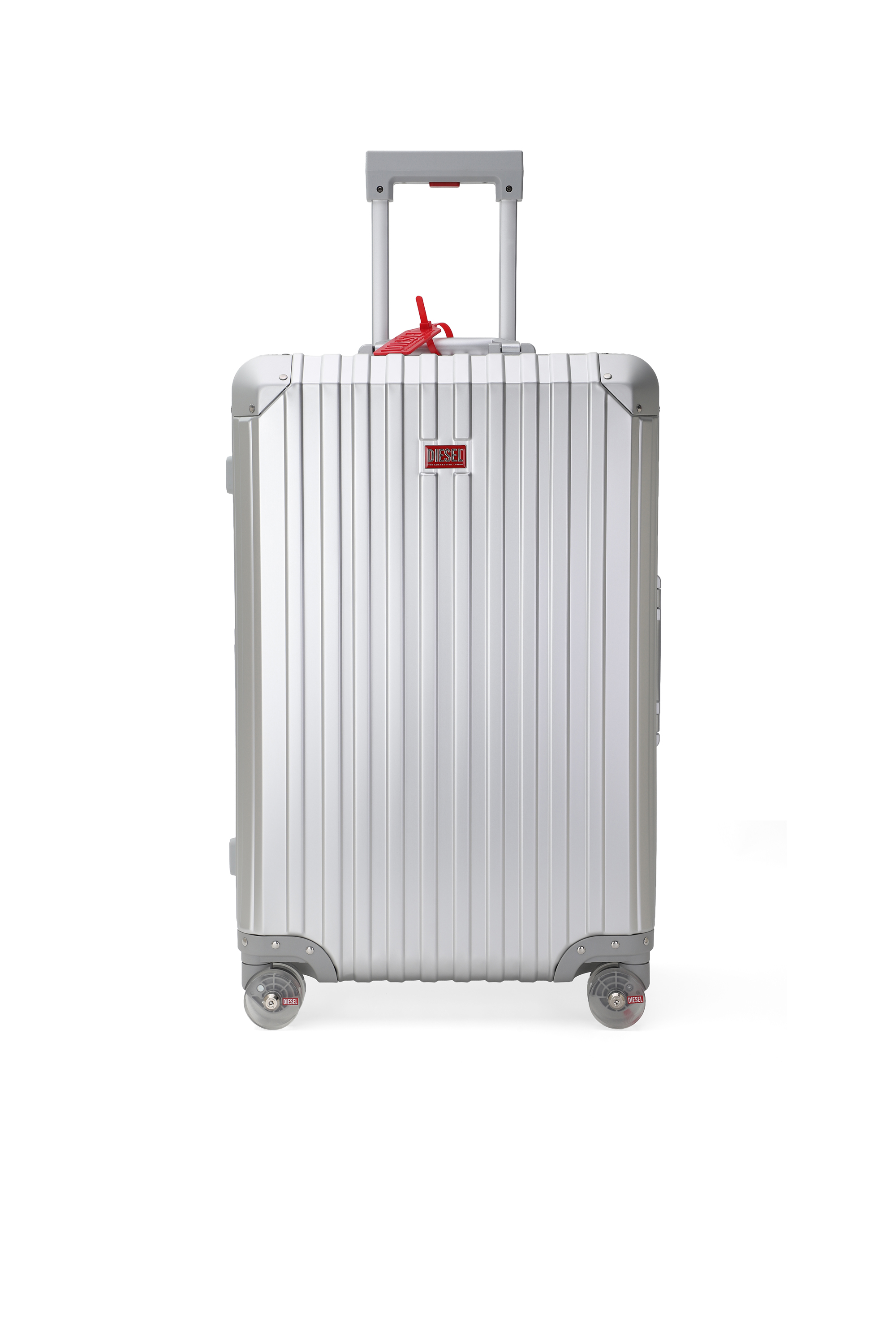 Diesel - DIESEL ALUMINUM TROLLEY- DSL002, Unisex Koffer aus Aluminium Gr&ouml;&szlig;e M in Silber - 1