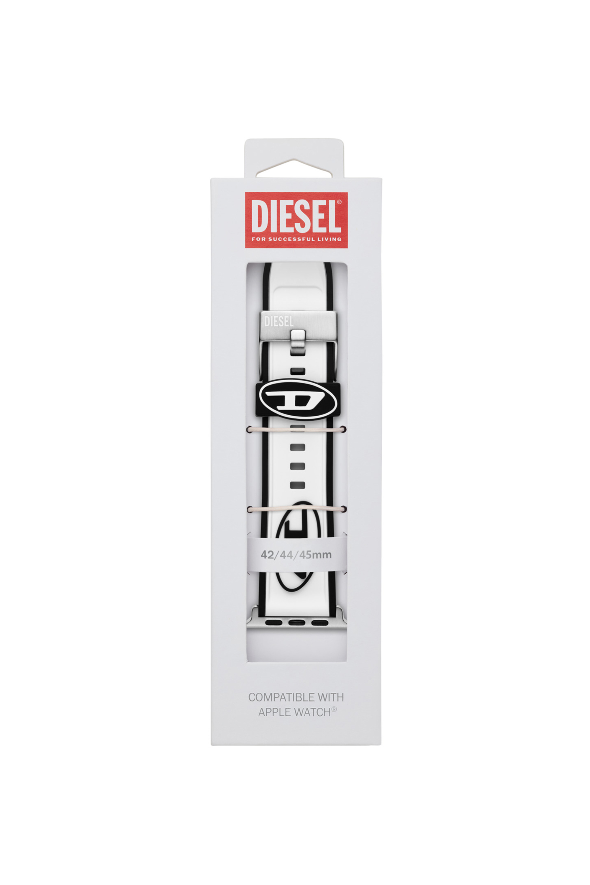 Diesel - DSS009, Unisex Silikonarmband mit Apple Watch®, 42-mm, 44-mm, 45-mm in Weiß - 2