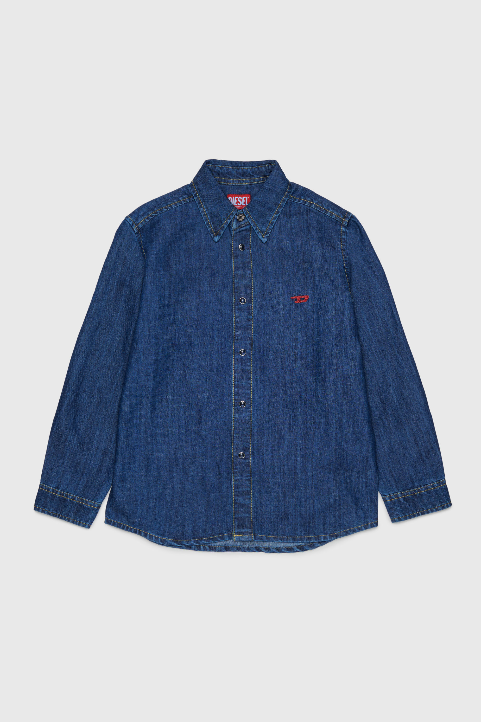 Diesel - CSIMPLY-OVER, Herren Denimhemd mit D-Logo-Stickerei in Mittelblau - 1