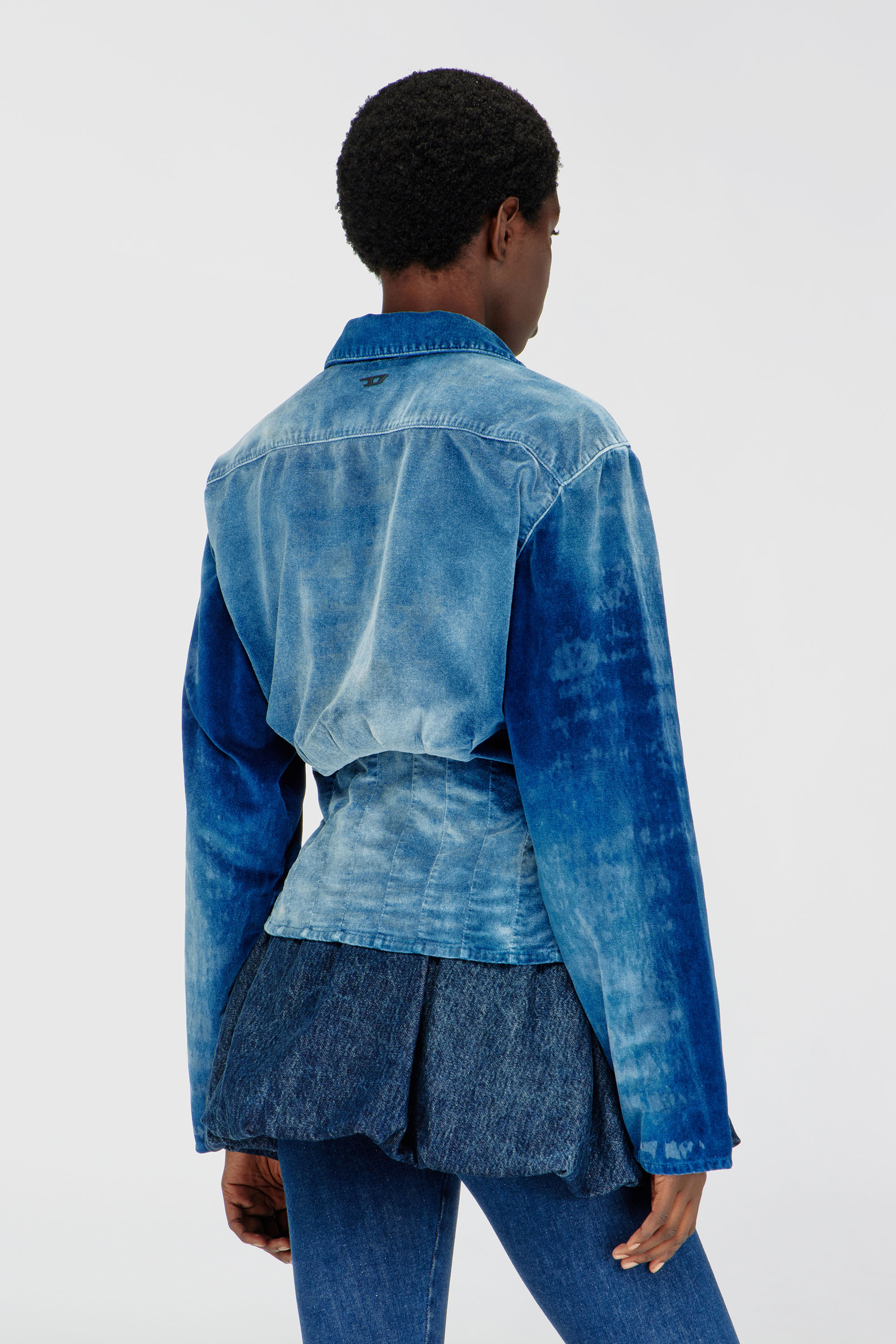 Diesel - DE-SINDI-FSJ, Damen Hemd aus Samt-Denim in Dunkelblau - 4