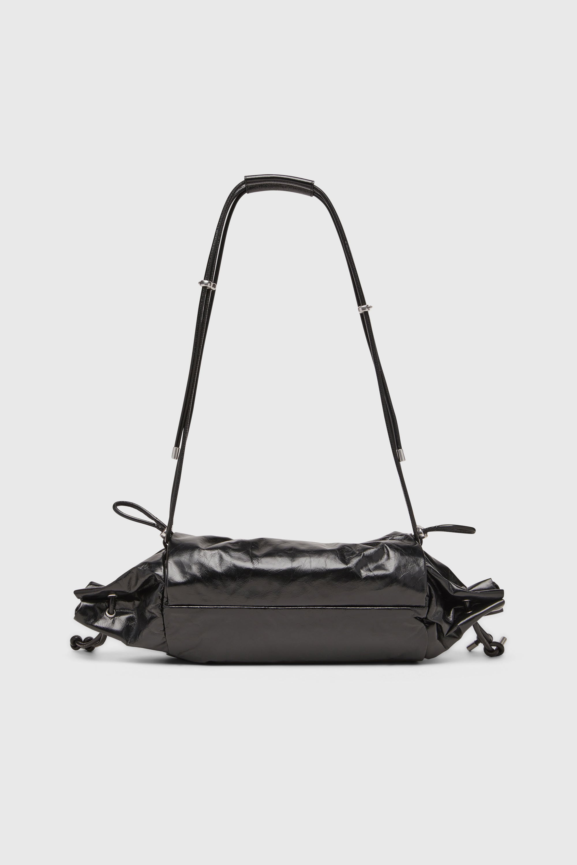 Diesel - SCRUNCH-D SHOULDER M, Damen Scrunch-D-Schultertasche aus Knitter-Leder in Schwarz - 2
