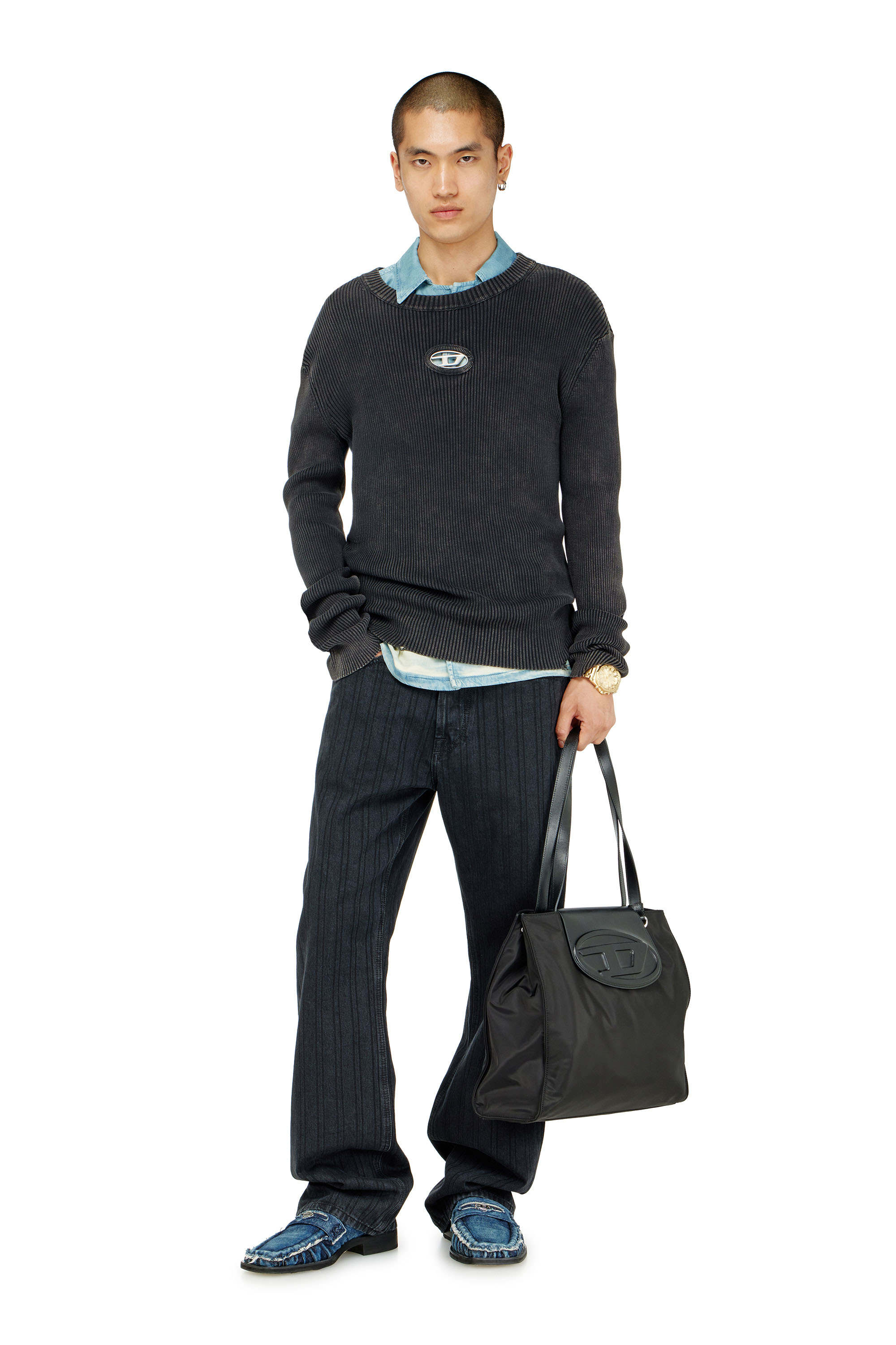 Diesel - K-DARIN-D, Herren Vielgetragener Pullover mit Cutout-Logo in Schwarz - 2