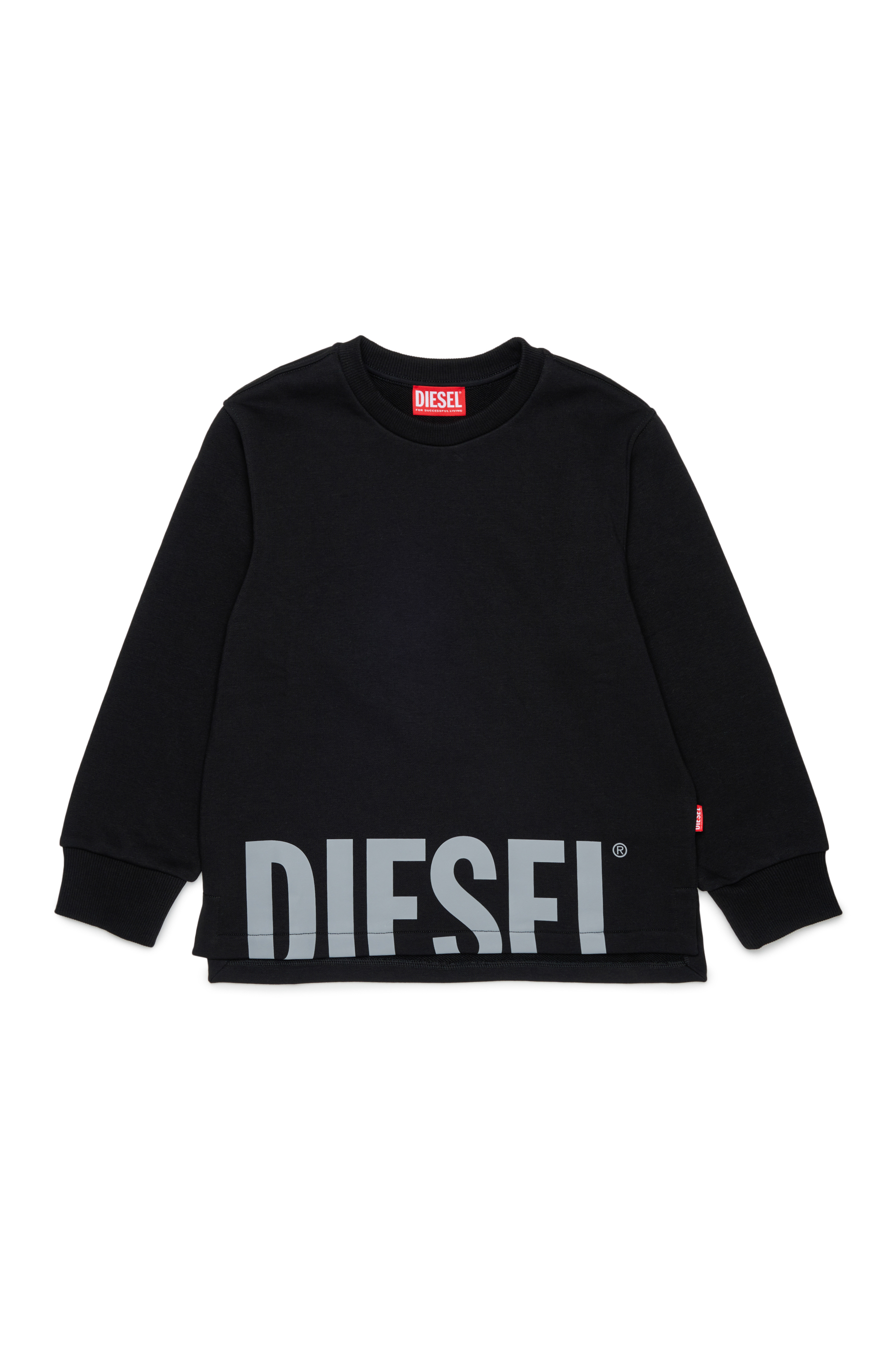 Diesel - SRES OVER, Herren Sweatshirt mit abgeschnittenem Logo-Print in Schwarz - 1