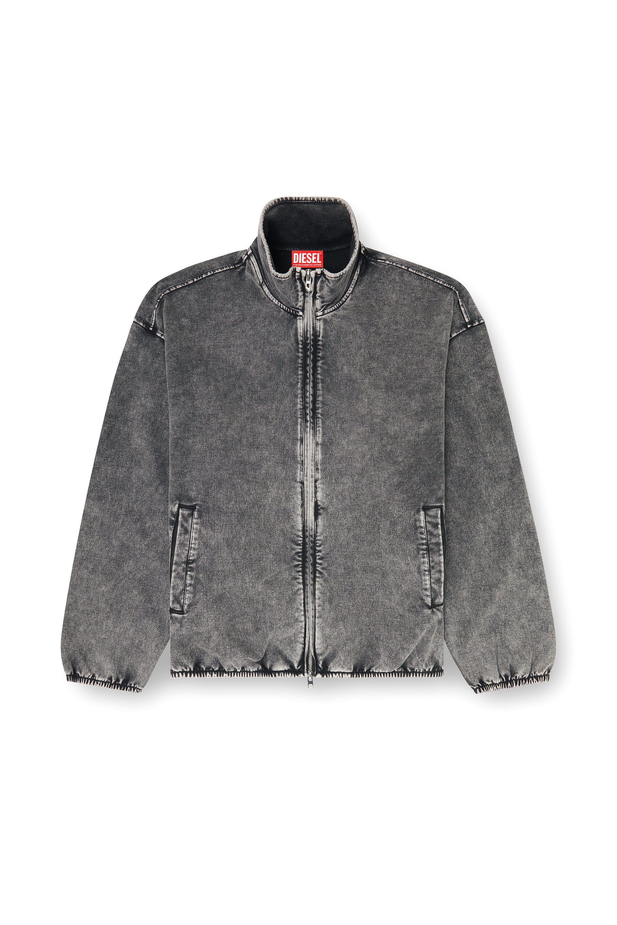 Diesel - S-CORSY, Herren Sweatjacke mit Denim-Effekt in Grau - 2