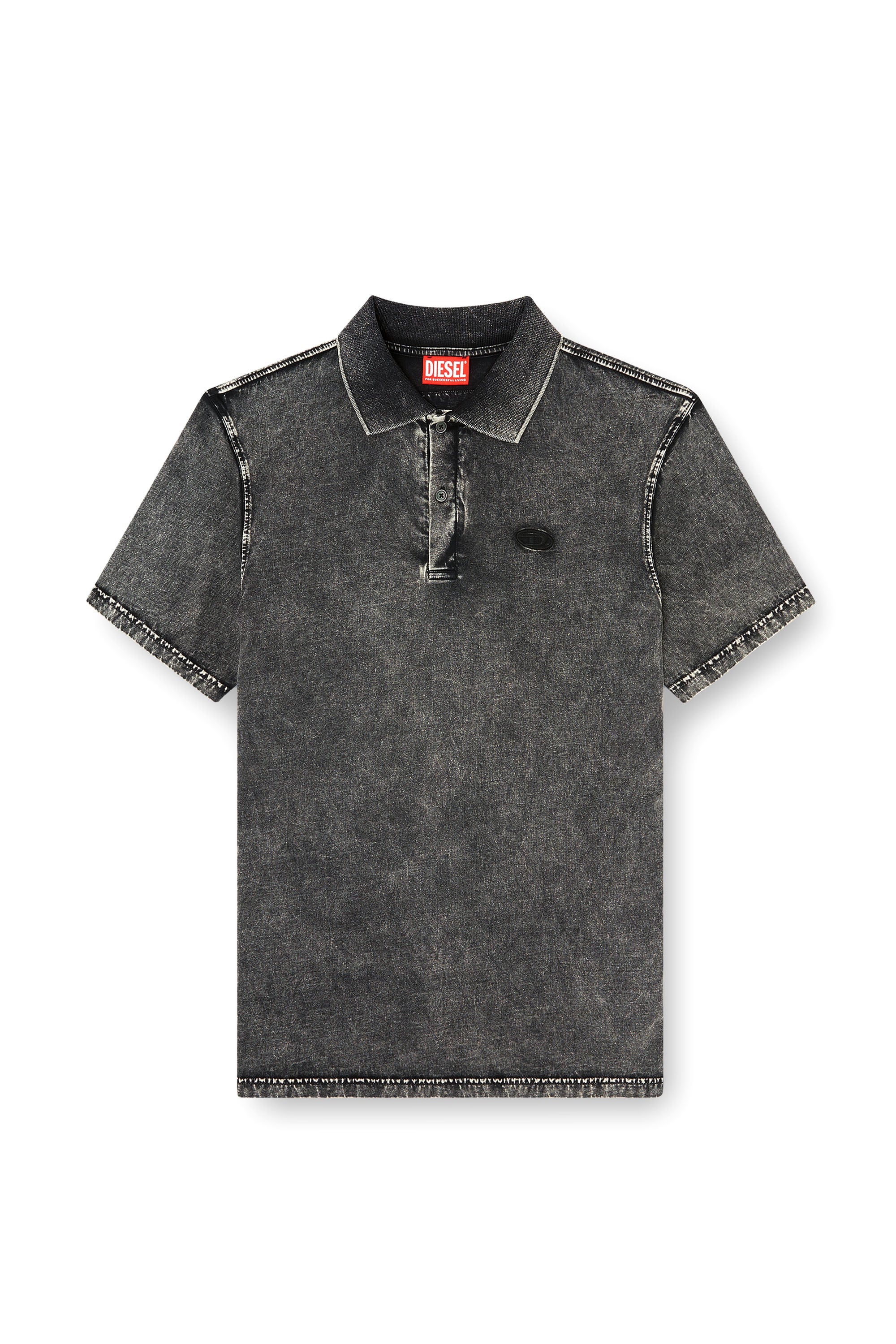 Diesel - T-REJUST-NC-DEN, Herren Polohemd aus Jersey mit Denim-Effekt in Dunkelgrau - 3
