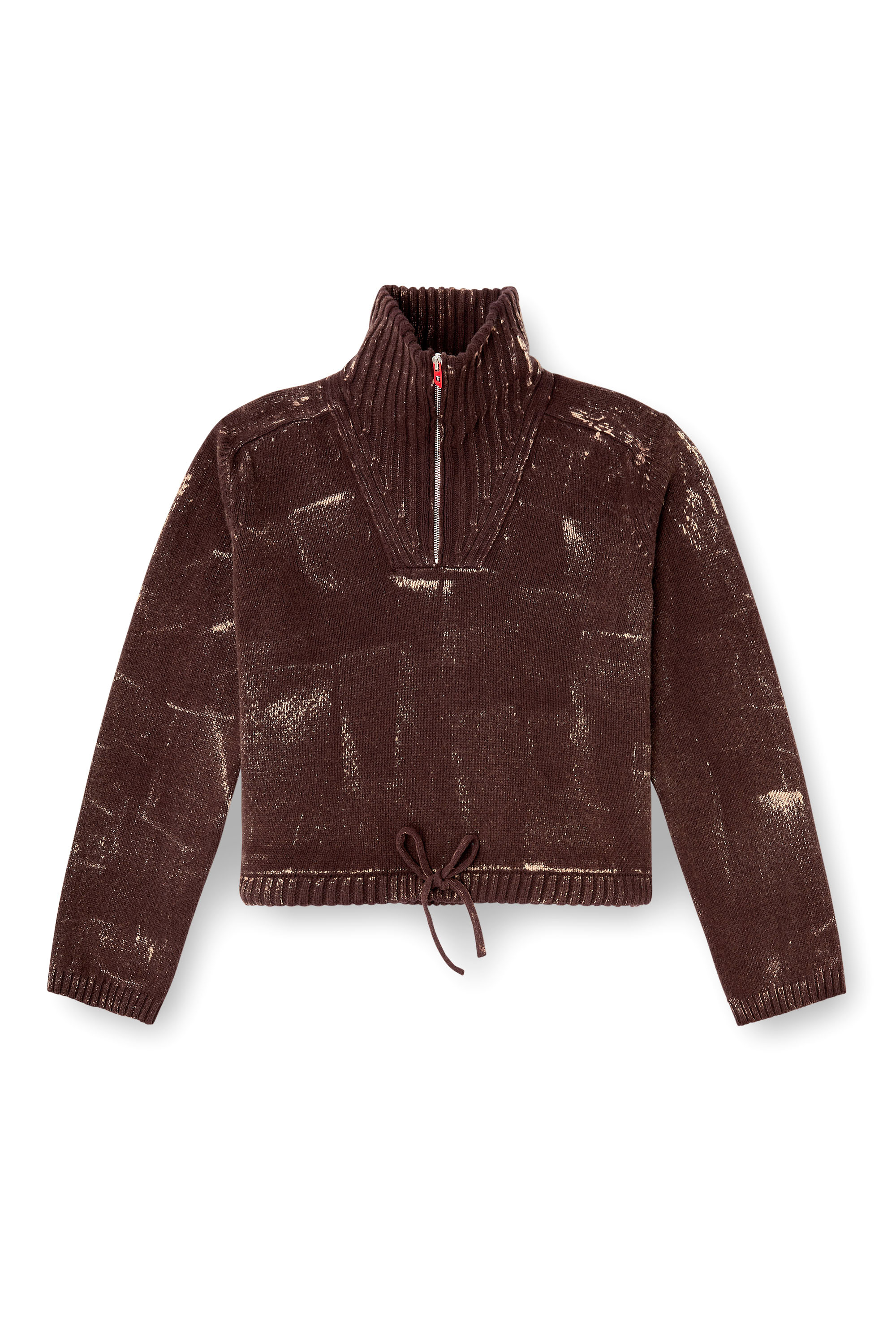 Diesel - M-MARCELLETTE, Damen Half-Zip-Pullover mit Used-Effekt in Braun - 3