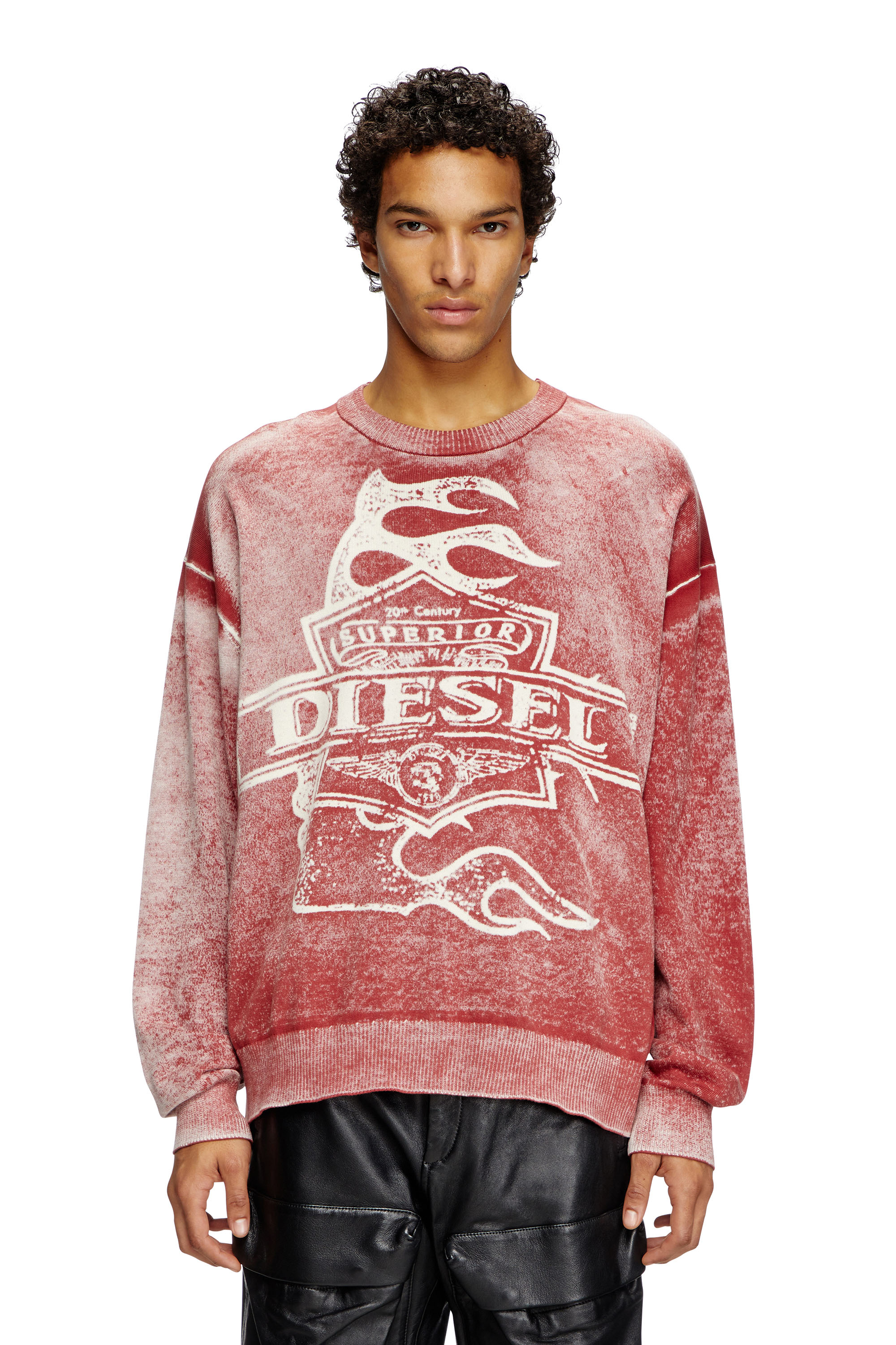 Diesel - K-BELEZ, Herren Logo-Pullover mit Reverse-Print in Rot - 1