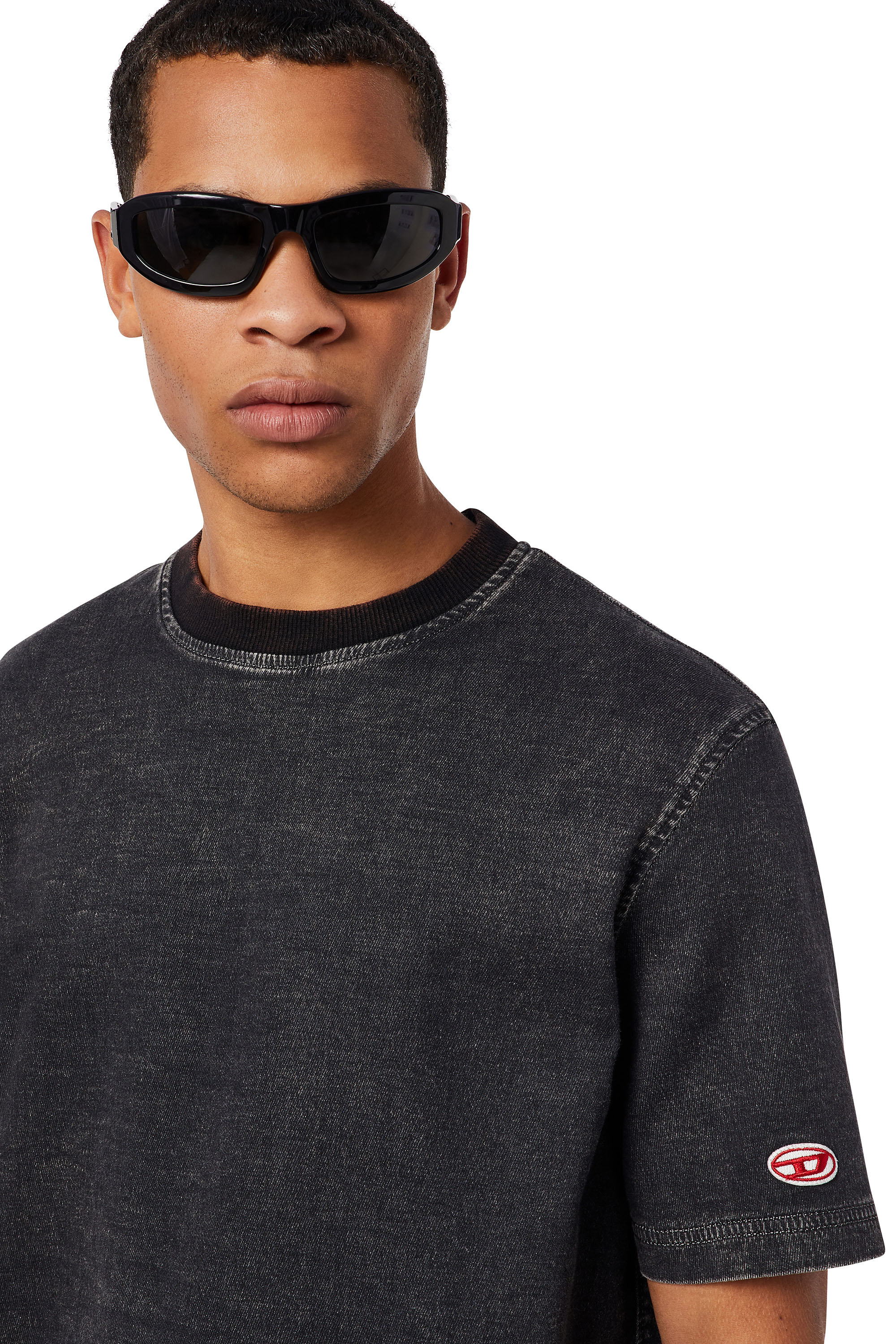 Diesel - D-BIGGOR TRACK DENIM T-SHIRT, Schwarz/Dunkelgrau - Image 5