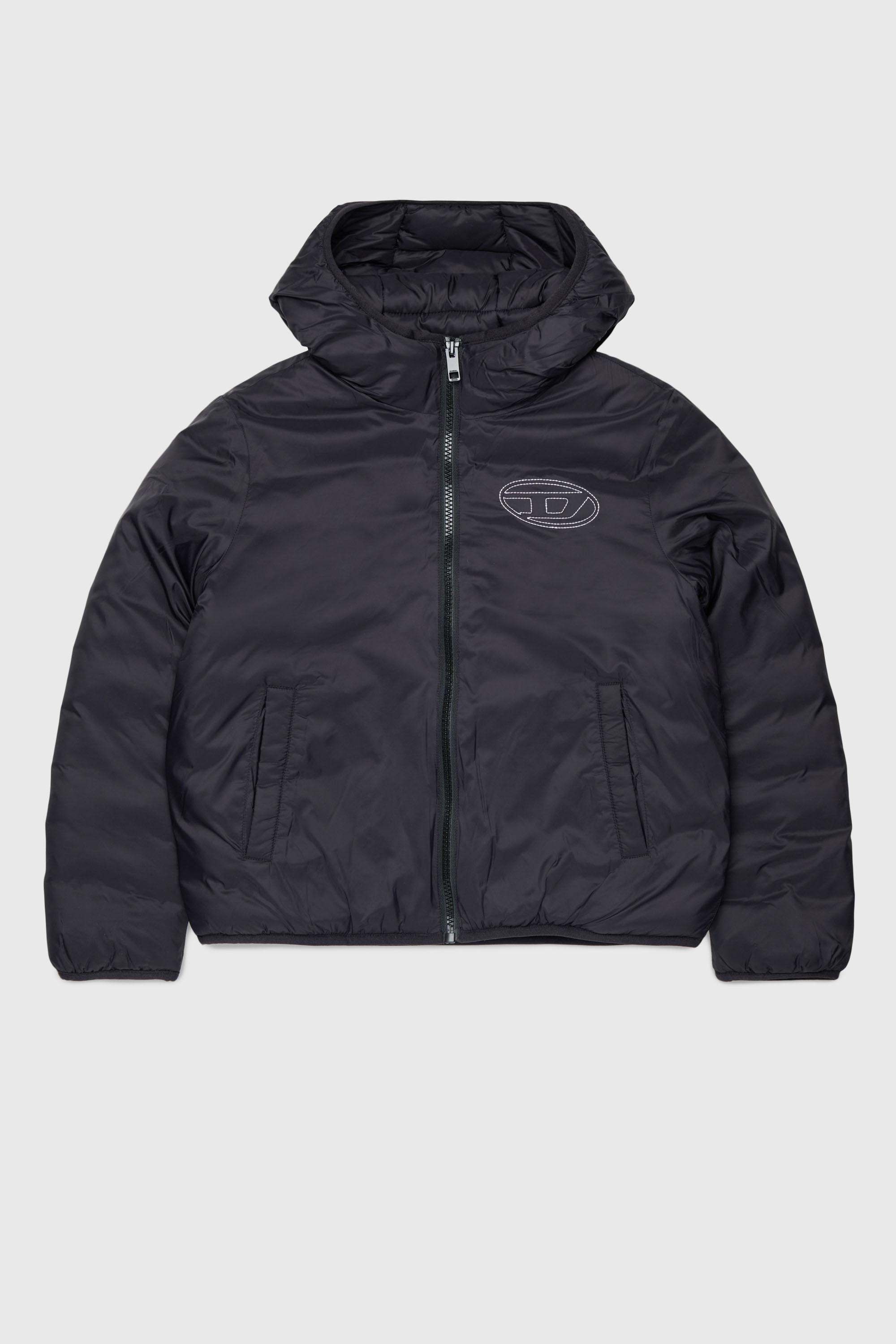 Diesel - JOSIPLS, Unisex Kapuzjacke aus wattiertem Nylon in Schwarz - 1