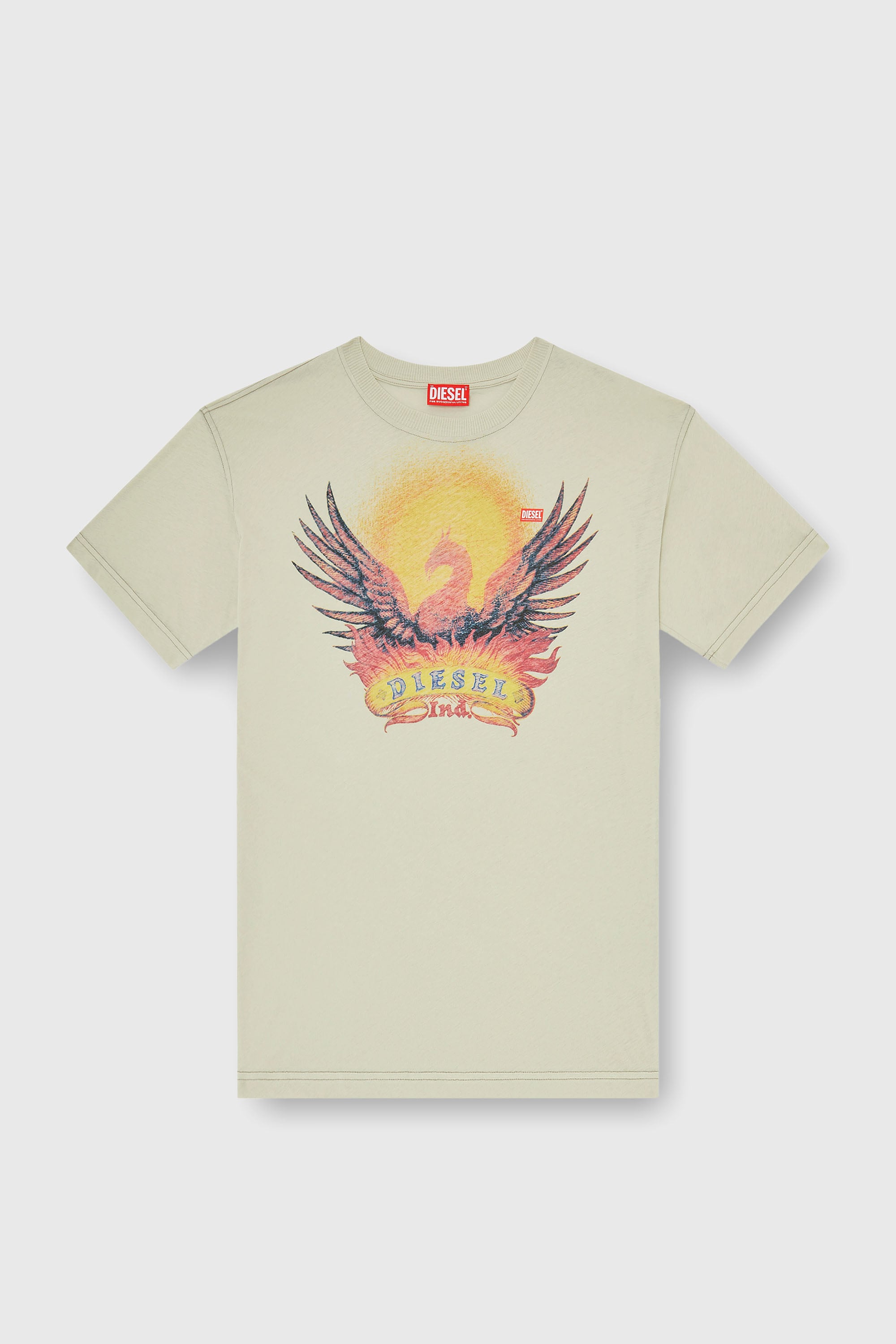 Diesel - T-NORM-AA1, Herren Regul&auml;res T-Shirt mit Ph&ouml;nix-Print in Beige - 2
