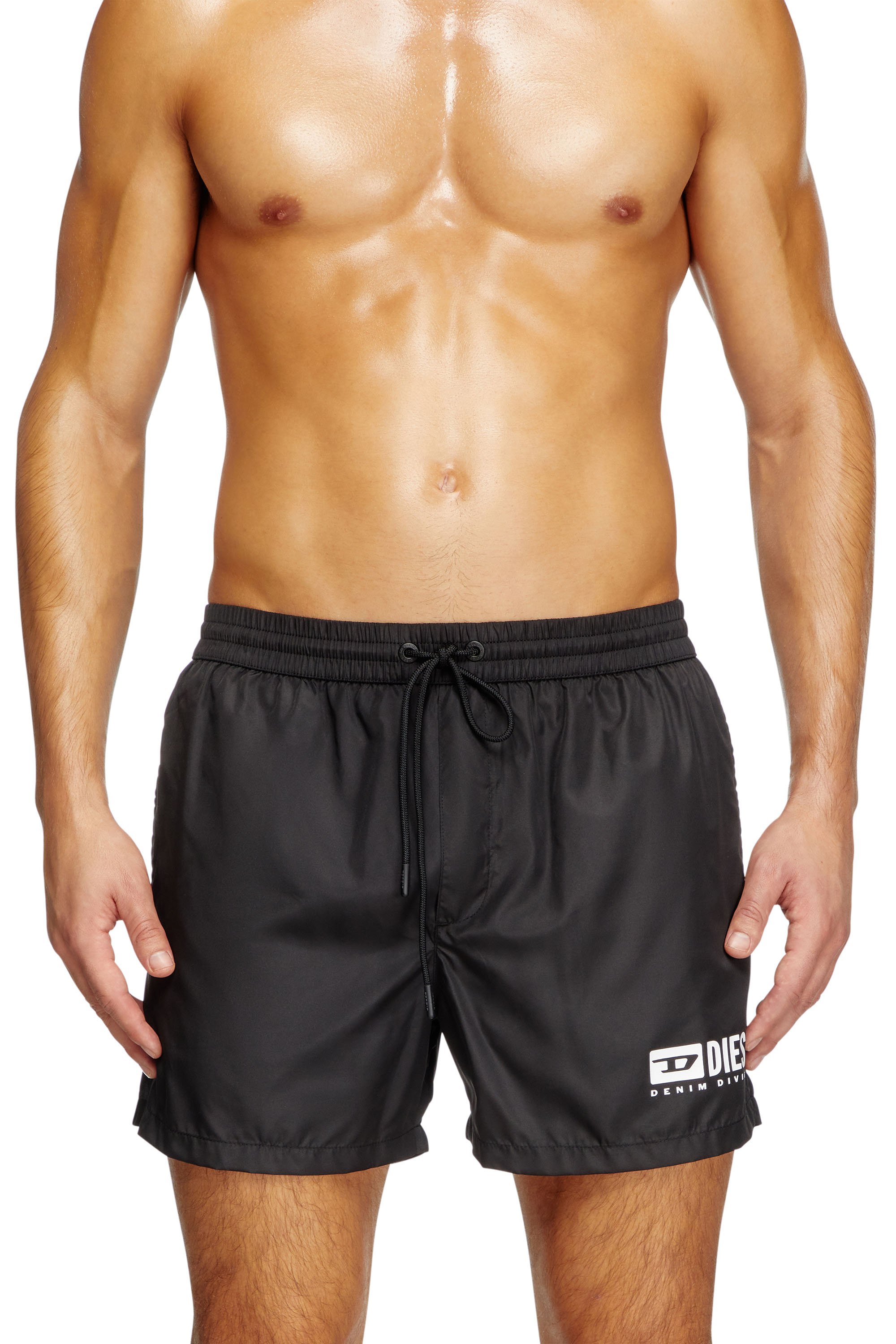 Diesel - KEN-37-D-BOX, Herren Mittellange Badeshorts mit Logo-Print in Schwarz - 2