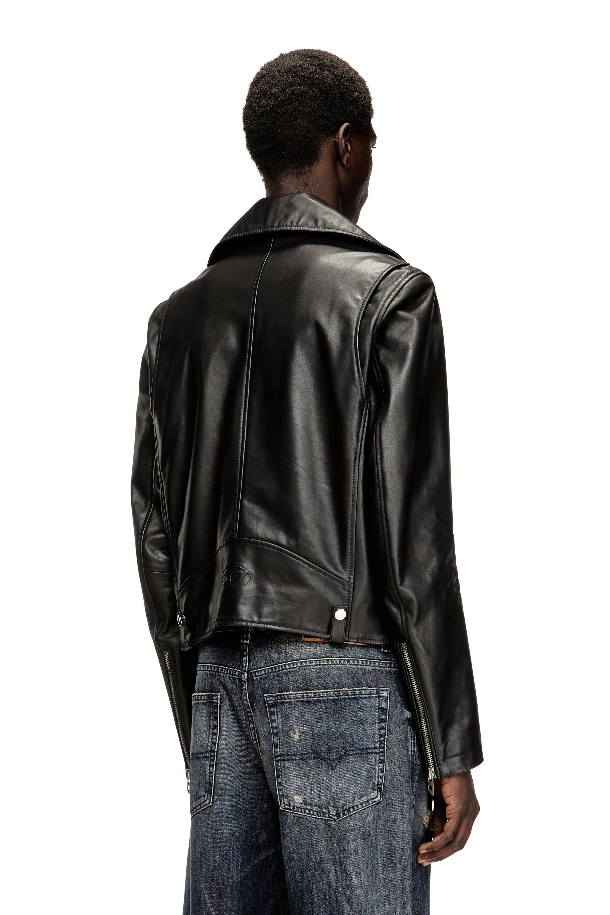 Diesel - L-EO-WRD, Herren Bikerjacke aus gewachstem Leder in Schwarz - 4