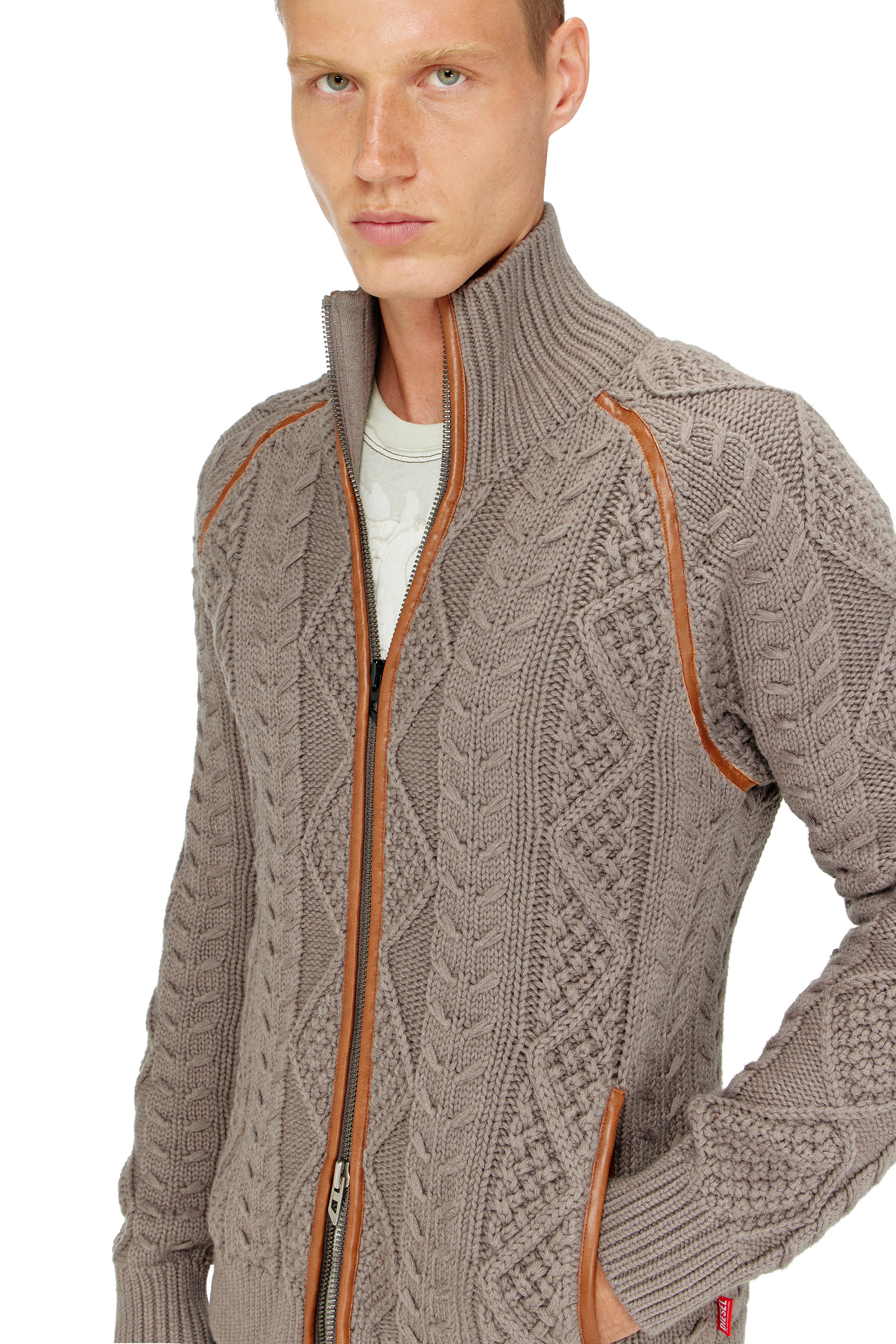 Diesel - K-INOKI, Herren Zip-Cardigan aus Zopfmusterstrick in null - 5