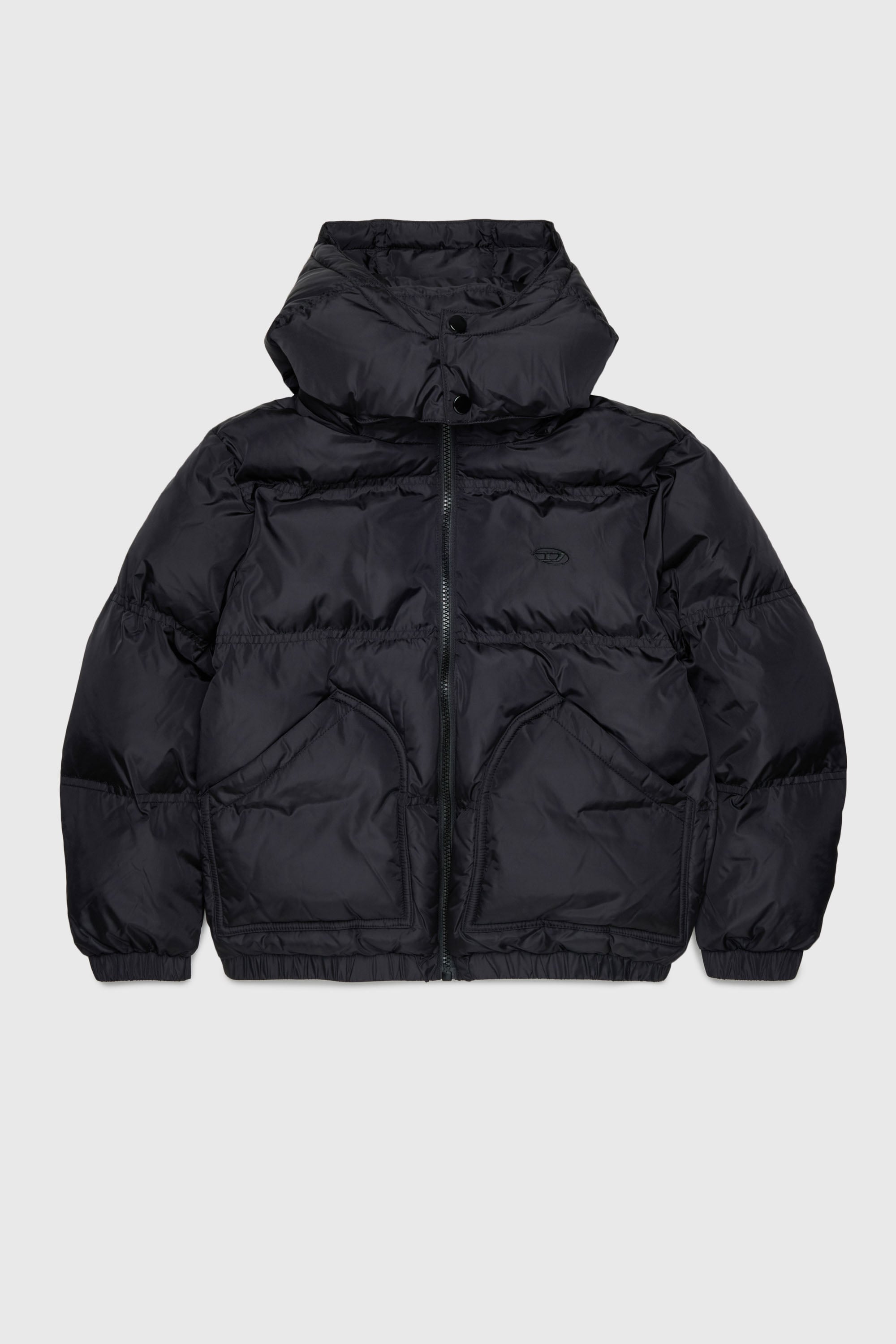 Diesel - JRIVON, Unisex's Hooded puffer jacket with oversized pockets in Black - 1