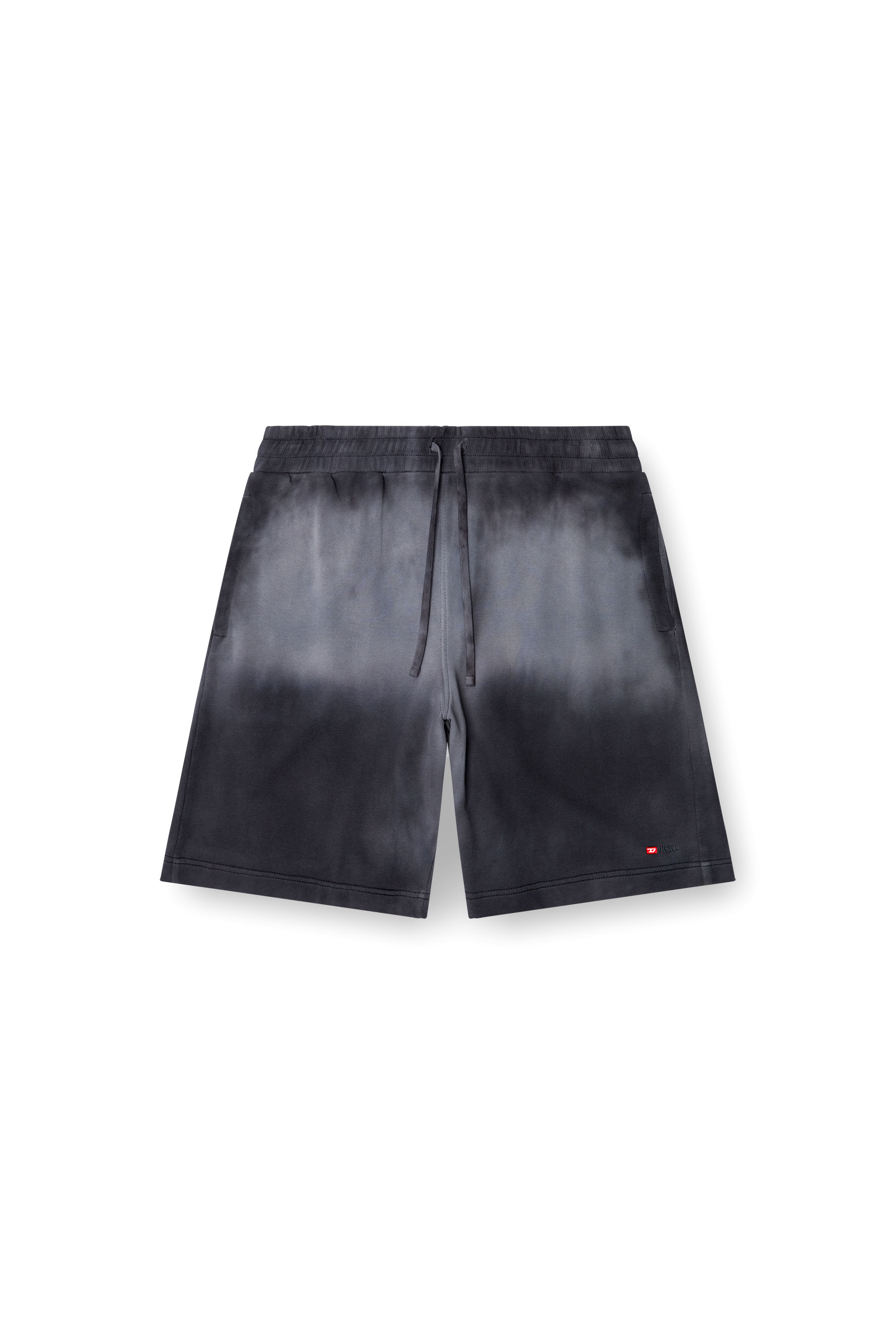 Diesel - P-CROWNE-R1, Herren Verblasste Sweatshorts mit Mikro-Logo in Schwarz - 3