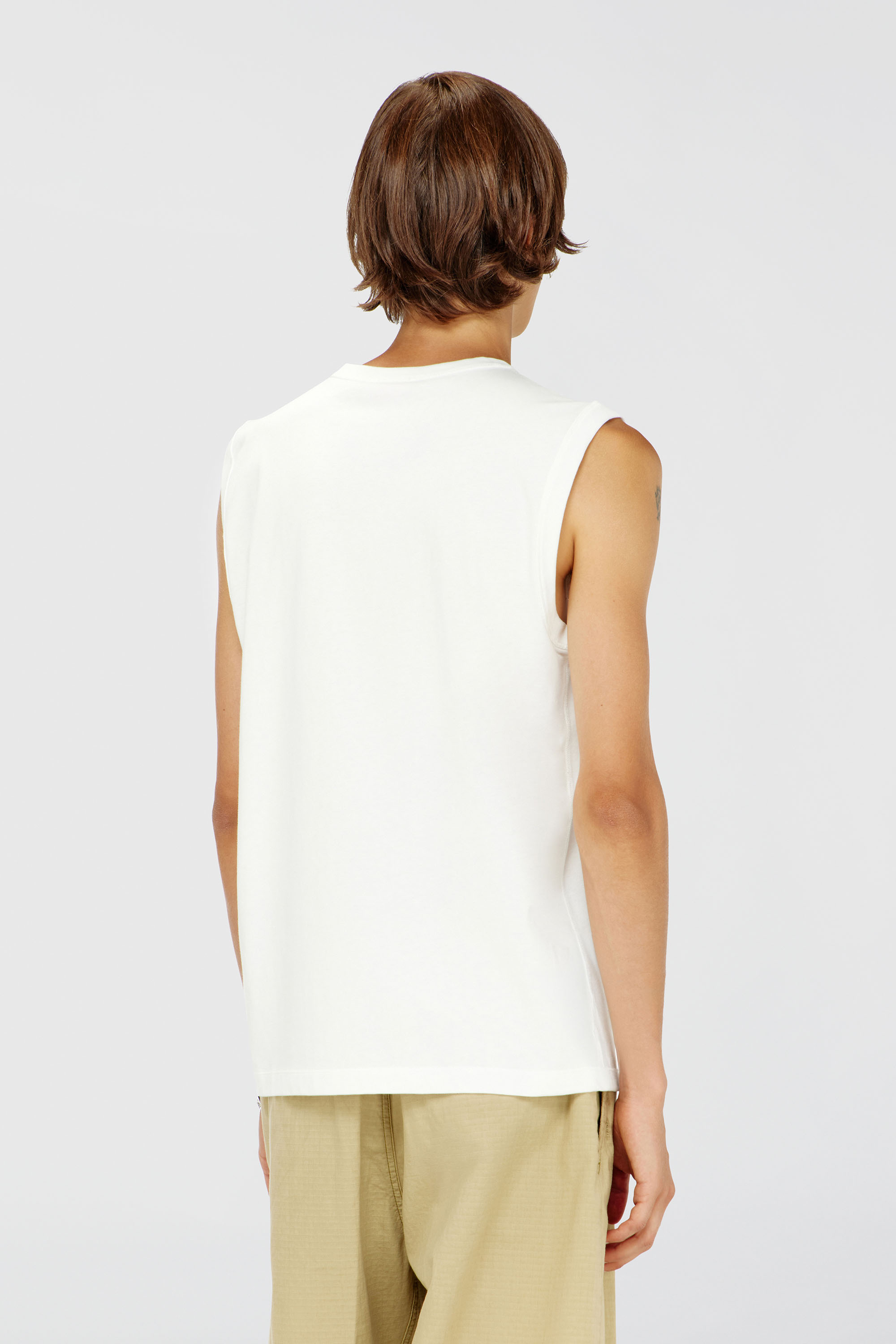 Diesel - T-BISCO-IOD, Man's Cotton tank top with metallic Oval D in White - 4