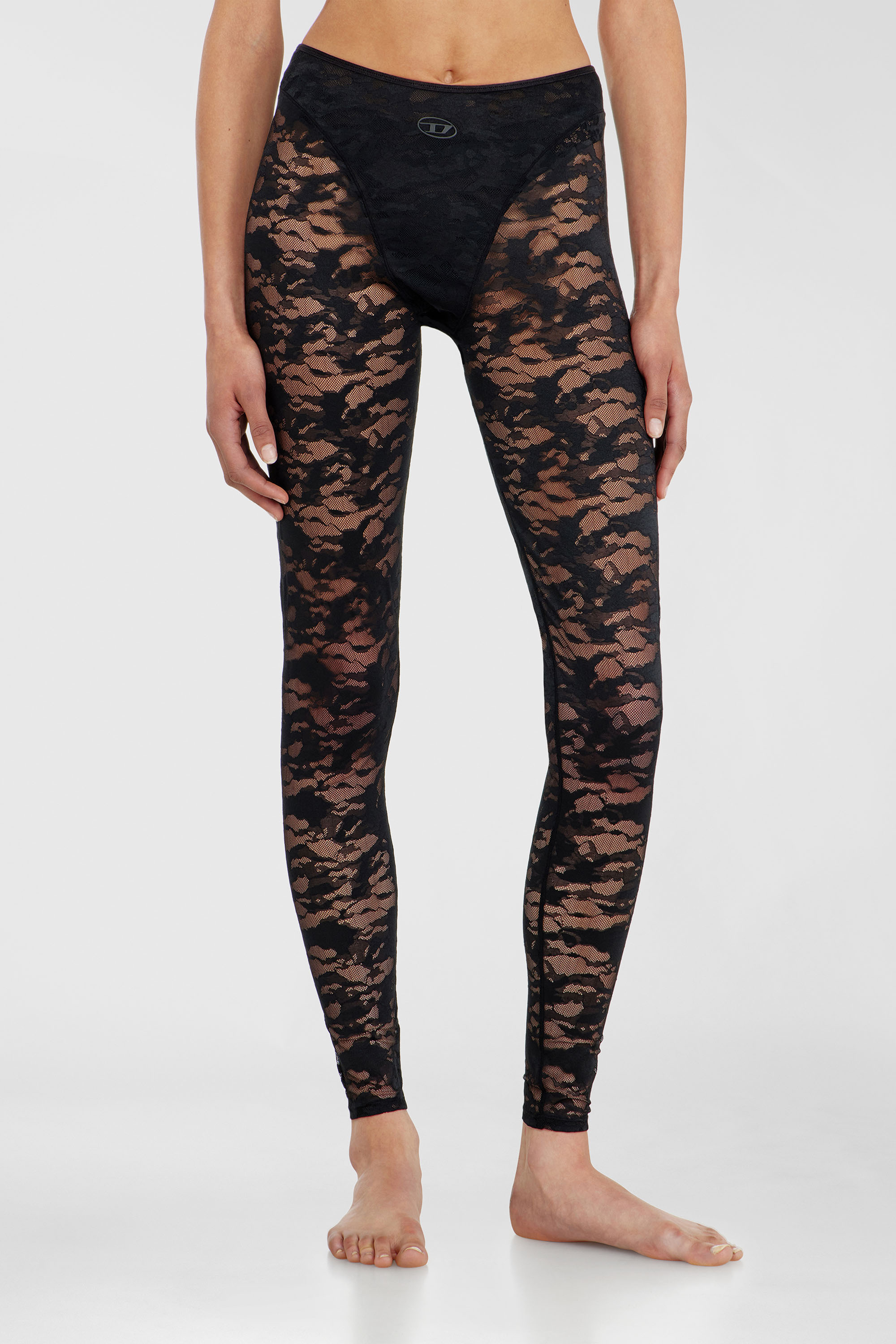 Diesel - HAYLEY-UTLT, Damen Leggings aus Nylon mit camouflage-Spitze in Schwarz - 1