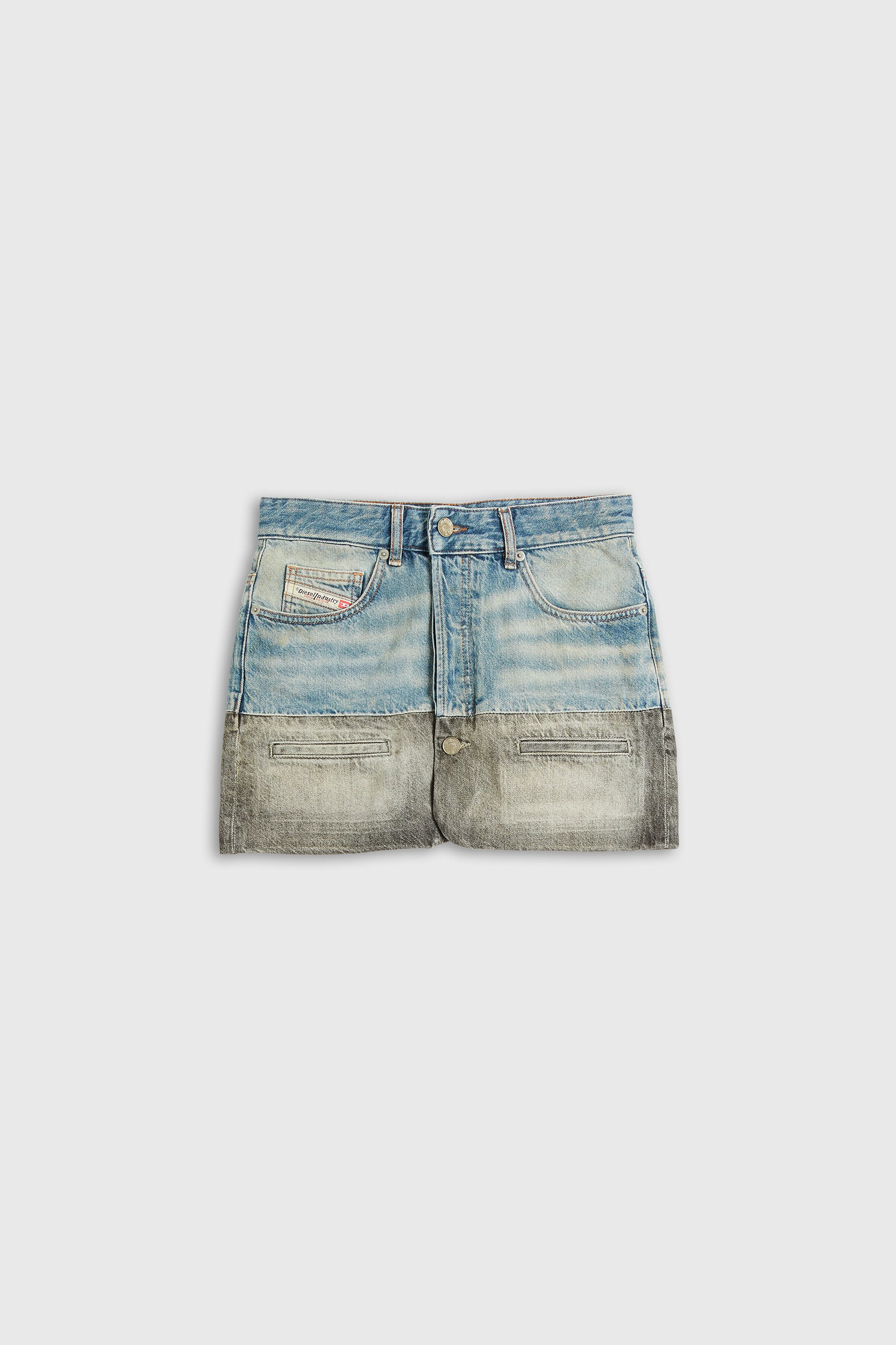 Diesel - DE-RONEE-S1, Damen Denim-Minirock mit kontrastierendem Saum in Blau/Grau - 2
