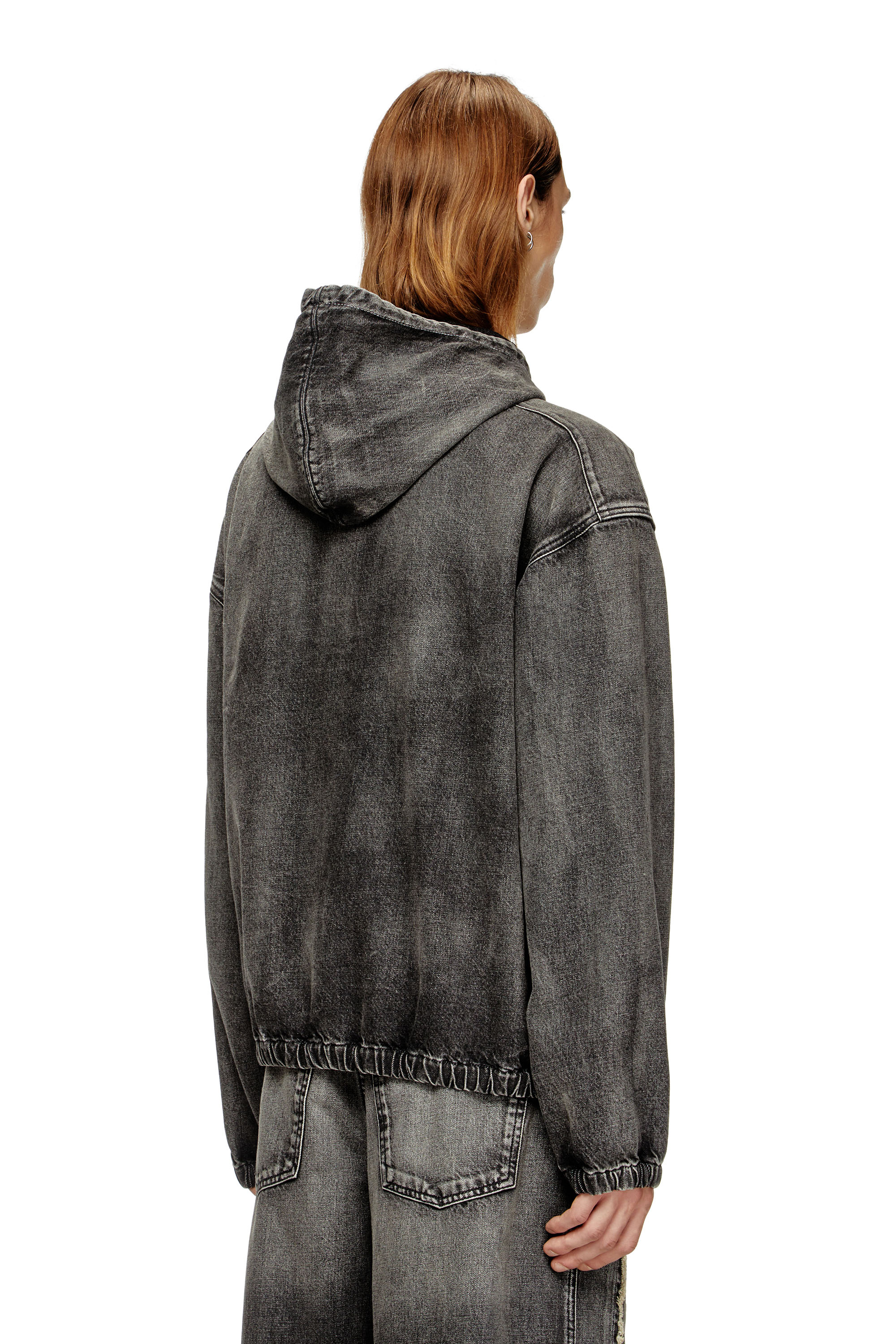 Diesel - THUGJACK, Unisex Kapuzejacke aus verwaschenem Denim in Schwarz - 4