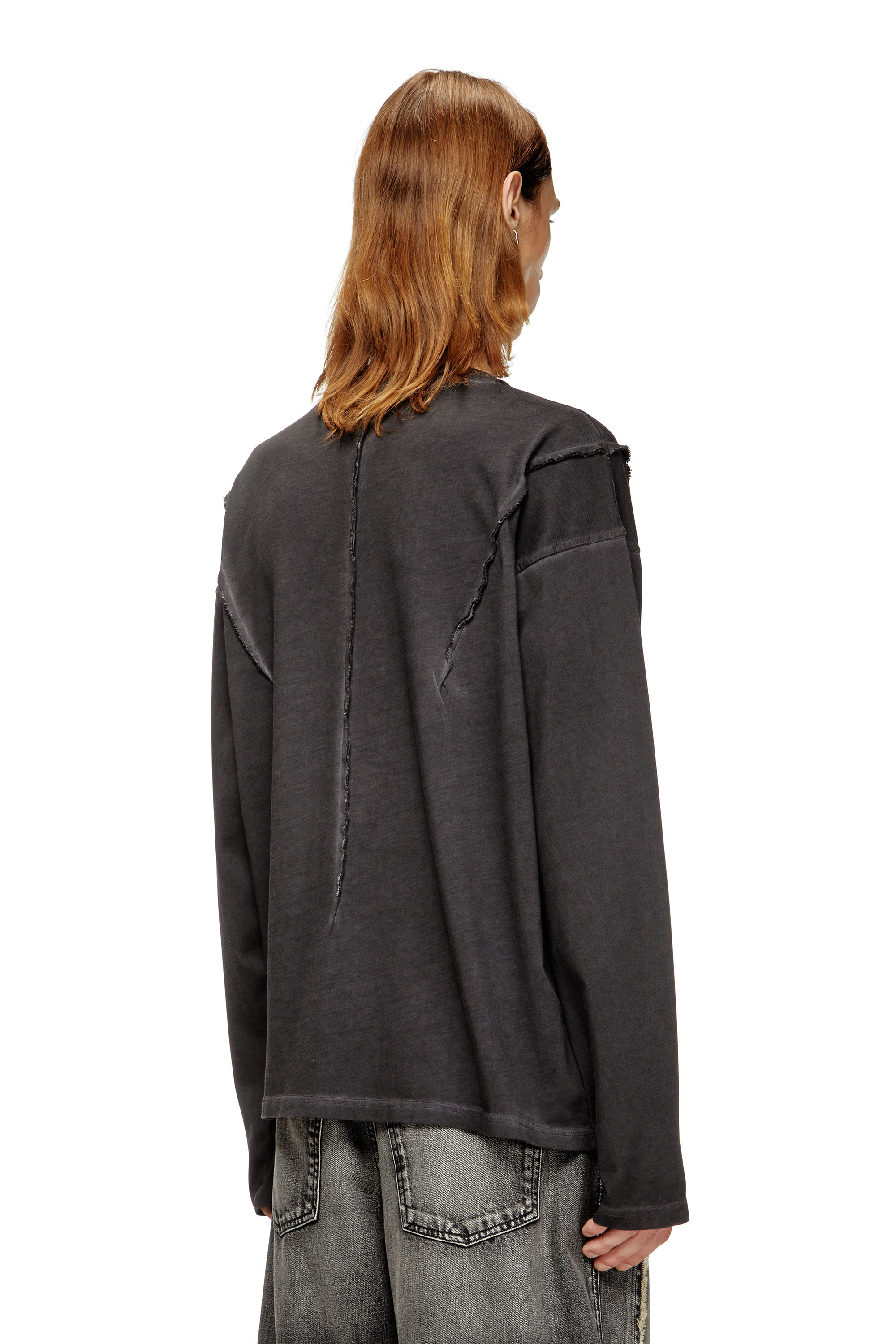 Diesel - T-THUG-T-SHIRT, Unisex Langärmliges T-Shirt mit Verwaschungseffekt in Dunkelgrau - 4