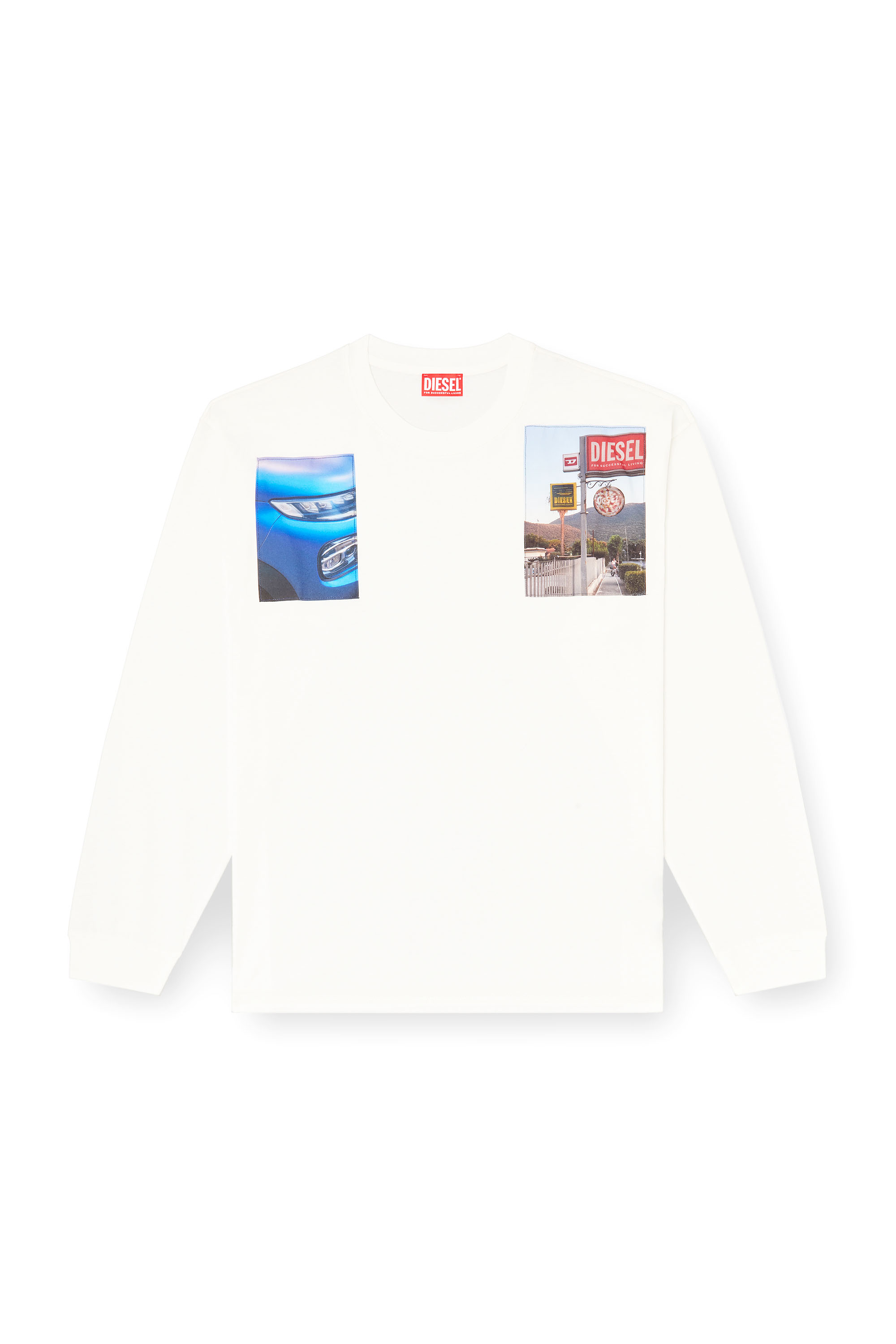 Diesel - T-BOXT-LS-T5, Herren Langarm-T-Shirt mit Logo-Foto-Patches in Weiß - 3