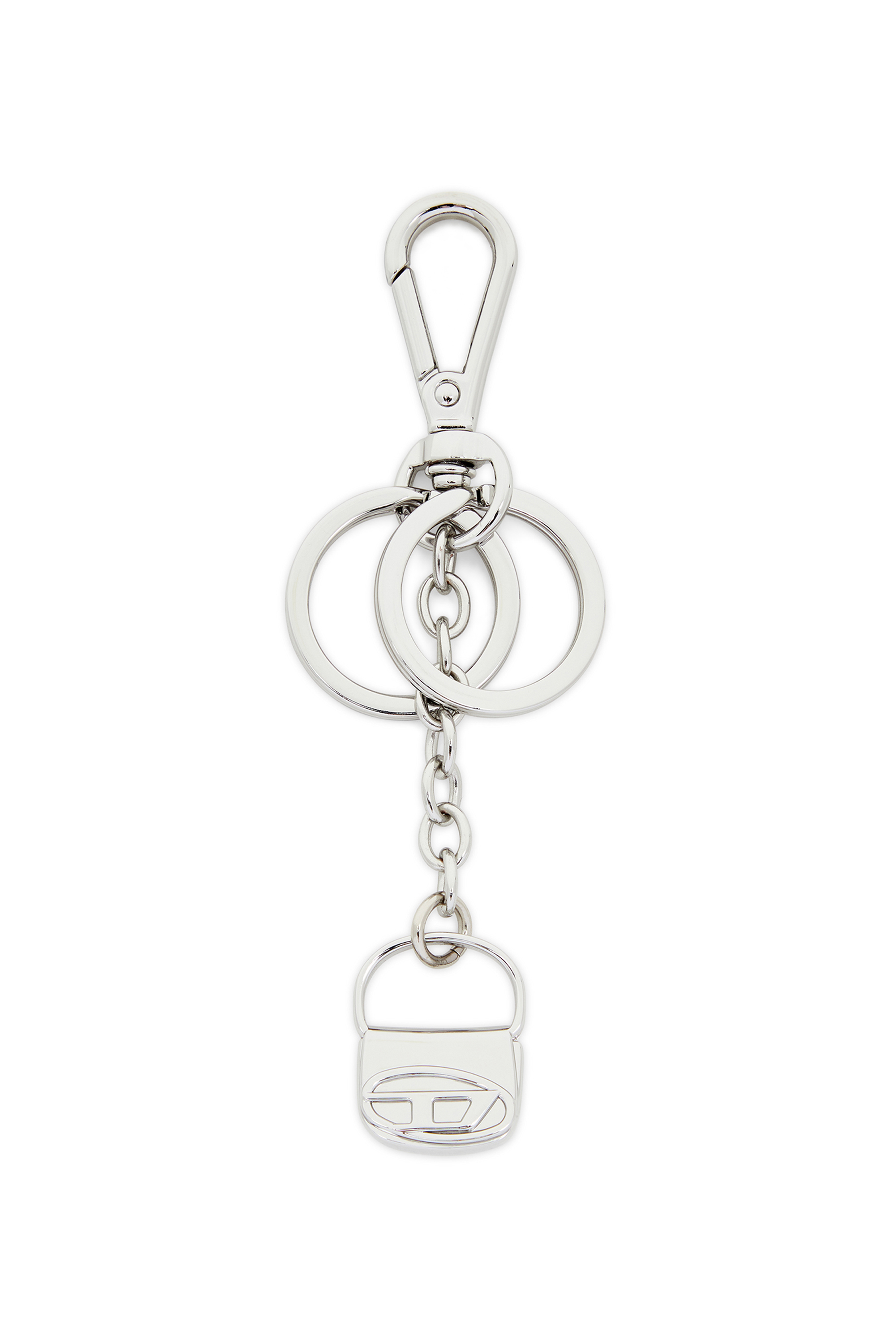 Diesel - 1DR-KEYRING CHARM, Damen Schlüsselring aus Metall mit 1DR-Bag-Charm in Silber - 1