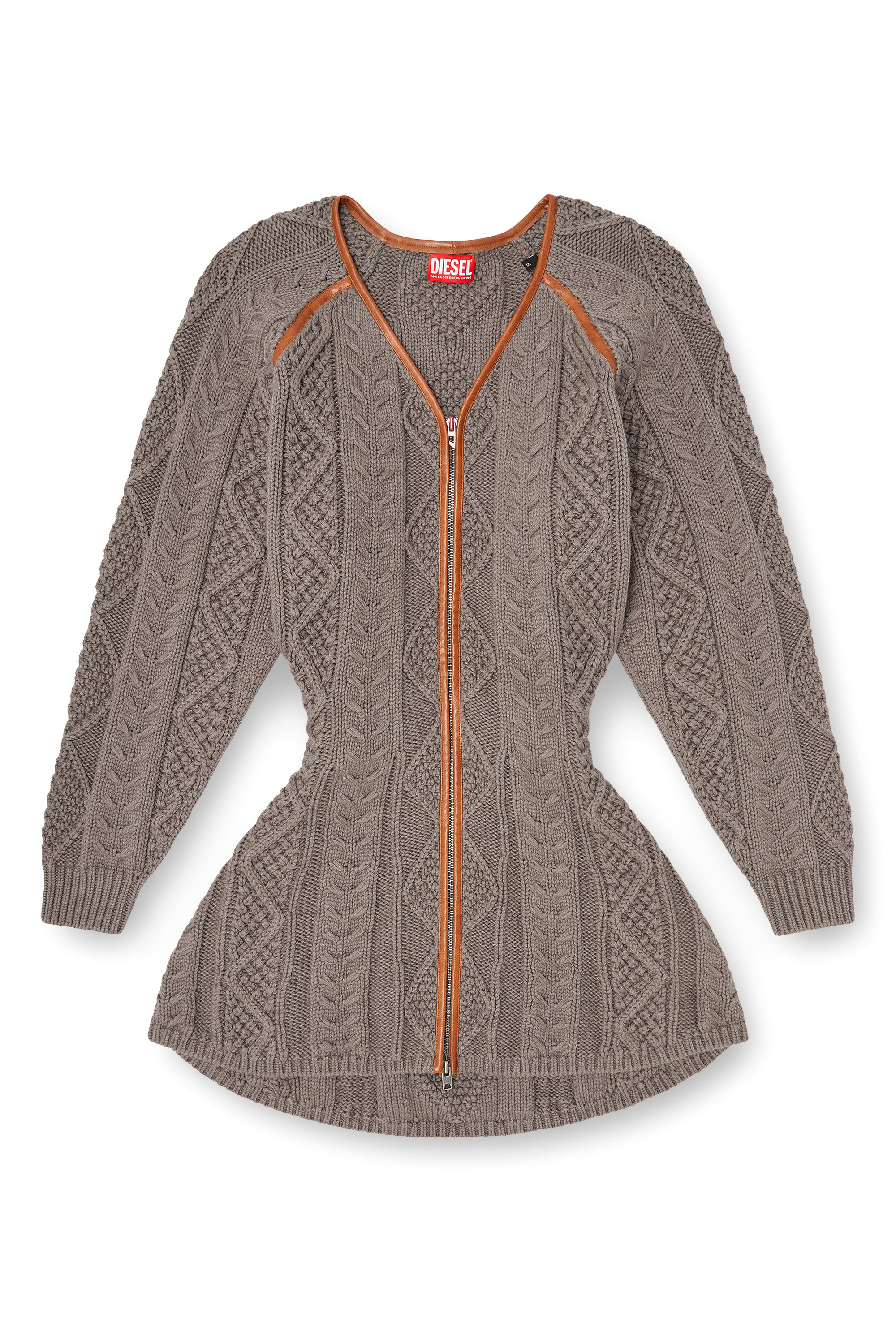 Diesel - M-INTESSE, Damen Mini-Strickkleid im Zopfmuster in Grau - 2