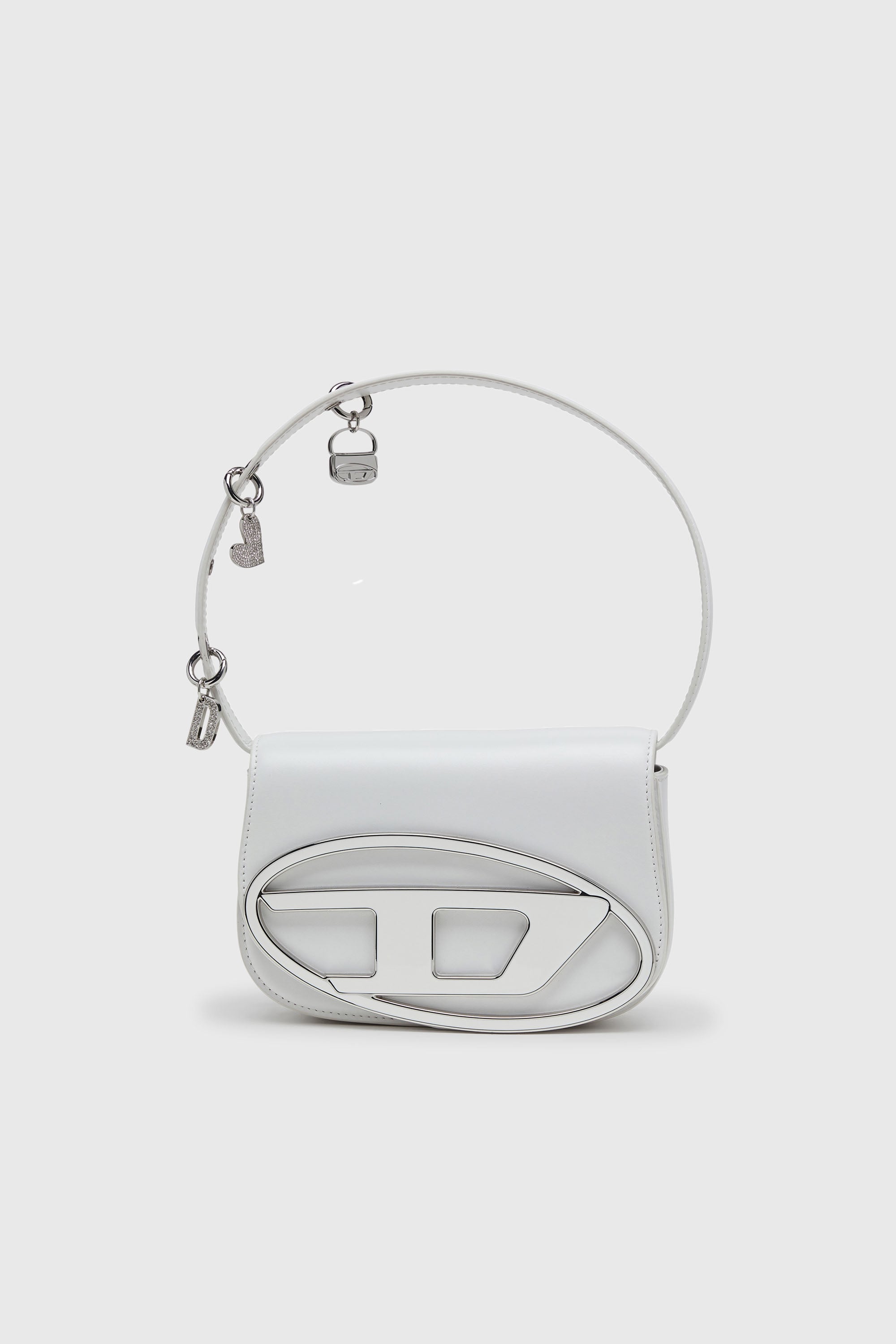 Diesel - 1DR, Damen 1DR - Ikonische Schultertasche aus Leder mit Henkel-Charms in Wei&szlig; - 1