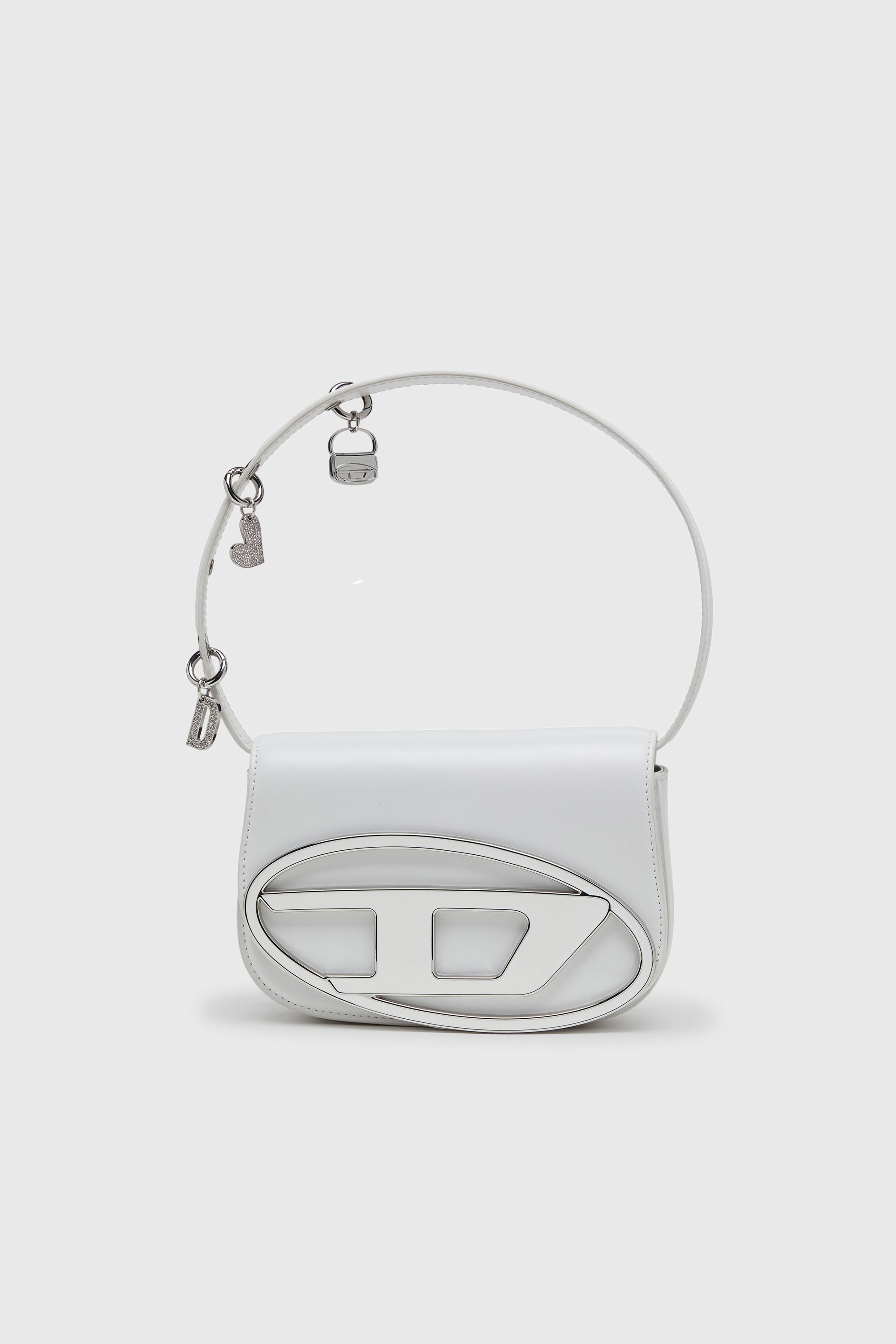 Diesel - 1DR, Damen 1DR - Ikonische Schultertasche aus Leder mit Henkel-Charms in Wei&szlig; - 1