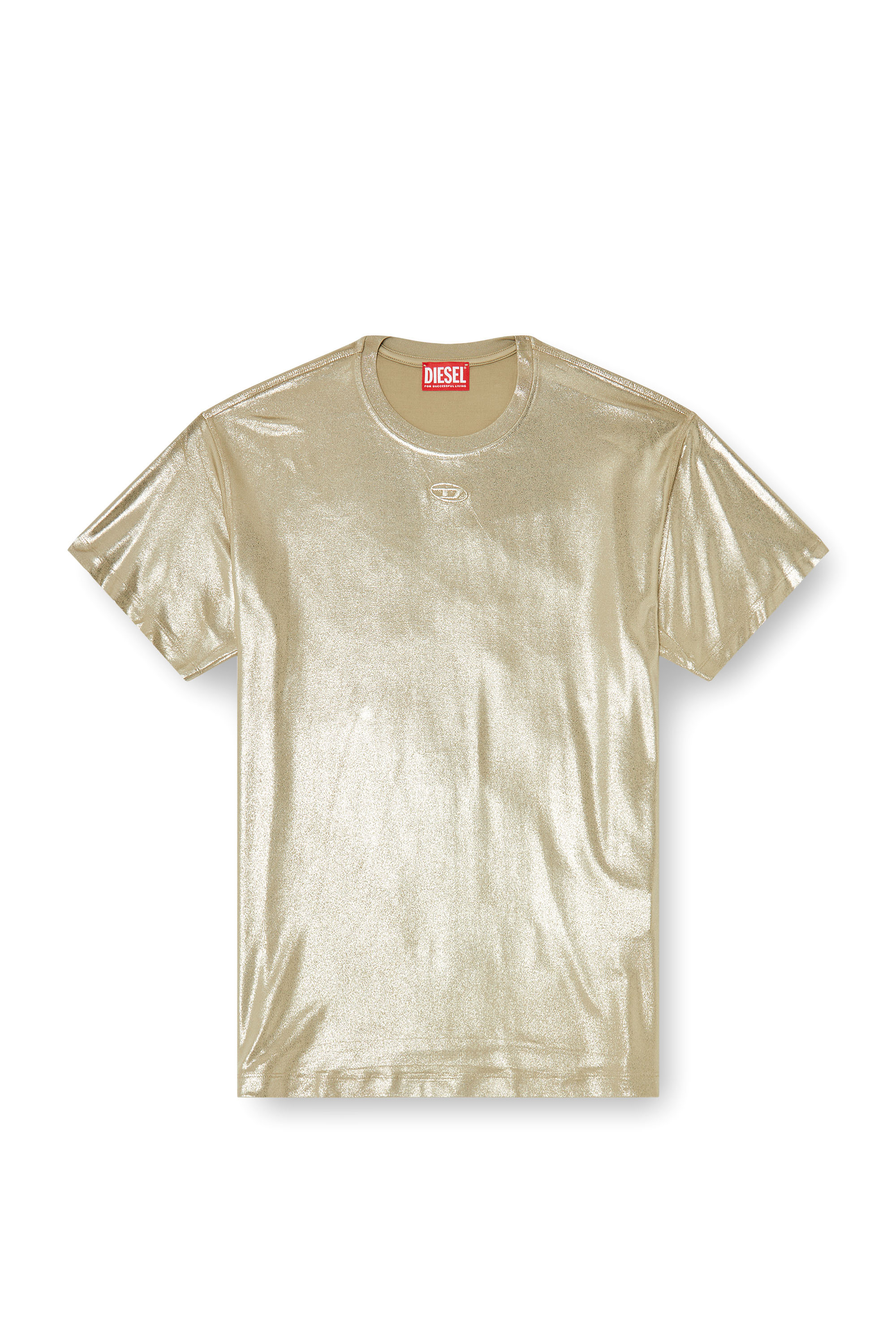 Diesel - T-NORMY-AA2, Damen Jersey-T-Shirt mit Metallic-Finish in Beige - 2