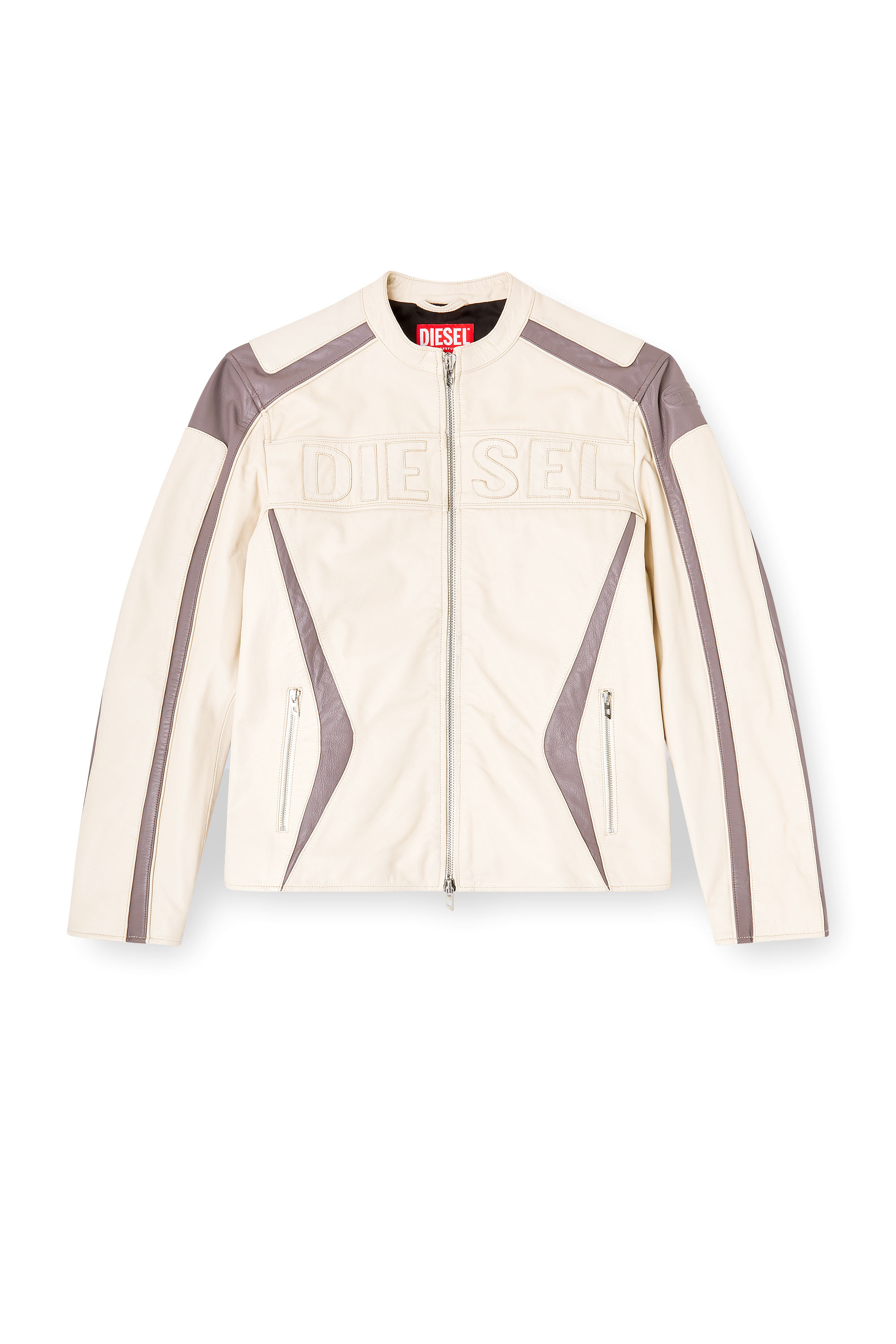 Diesel - L-ADAM, Herren Colourblock-Leder-Bikerjacke in null - 3