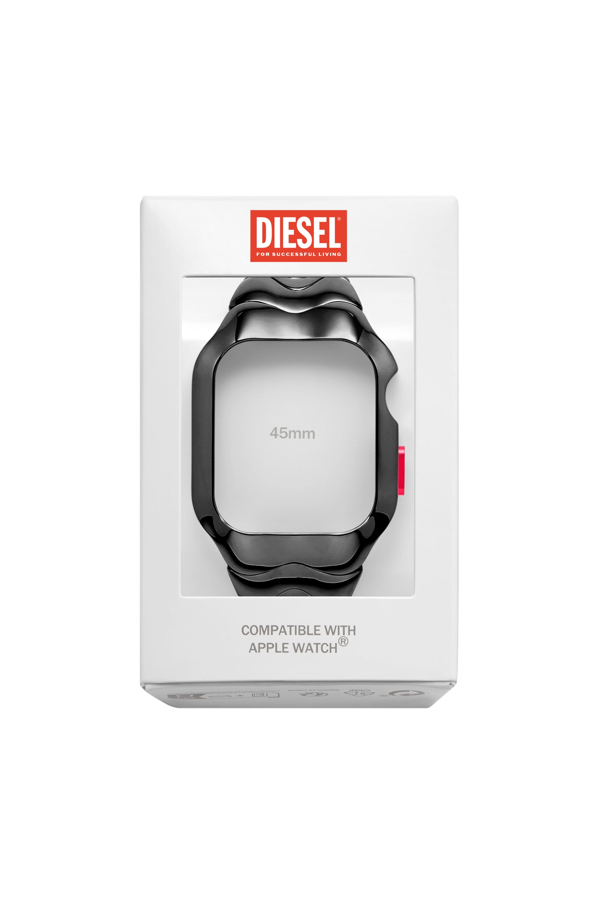 Diesel - DSS0025, Unisex Metallisch graues Unibody-Band aus Edelstahl für Apple Watch®, 45 mm in Schwarz - 2