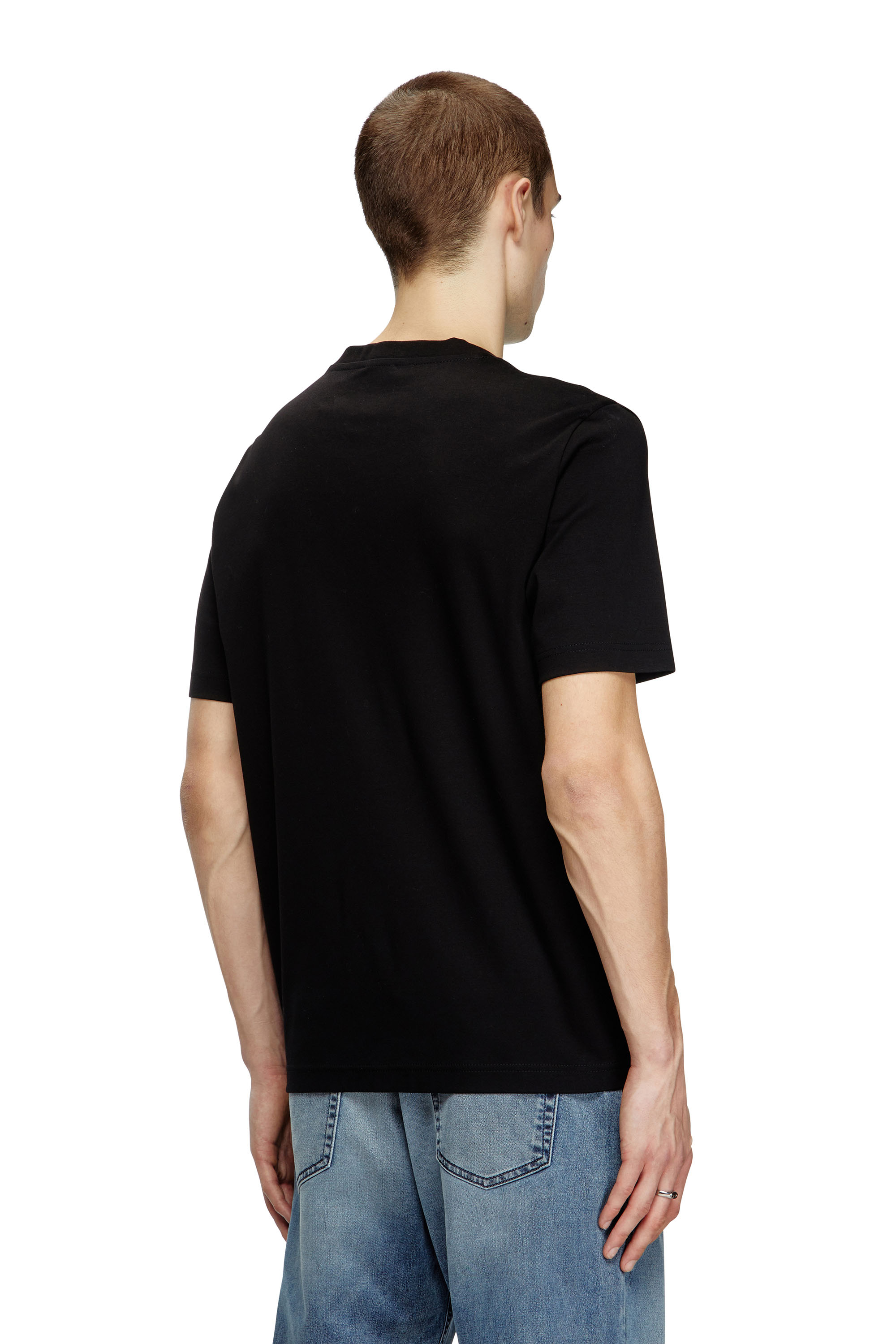 Diesel - T-MADJUST-R2, Herren T-Shirt aus merzerisierter Baumwolle mit Ton in Ton Logo in Schwarz - 4