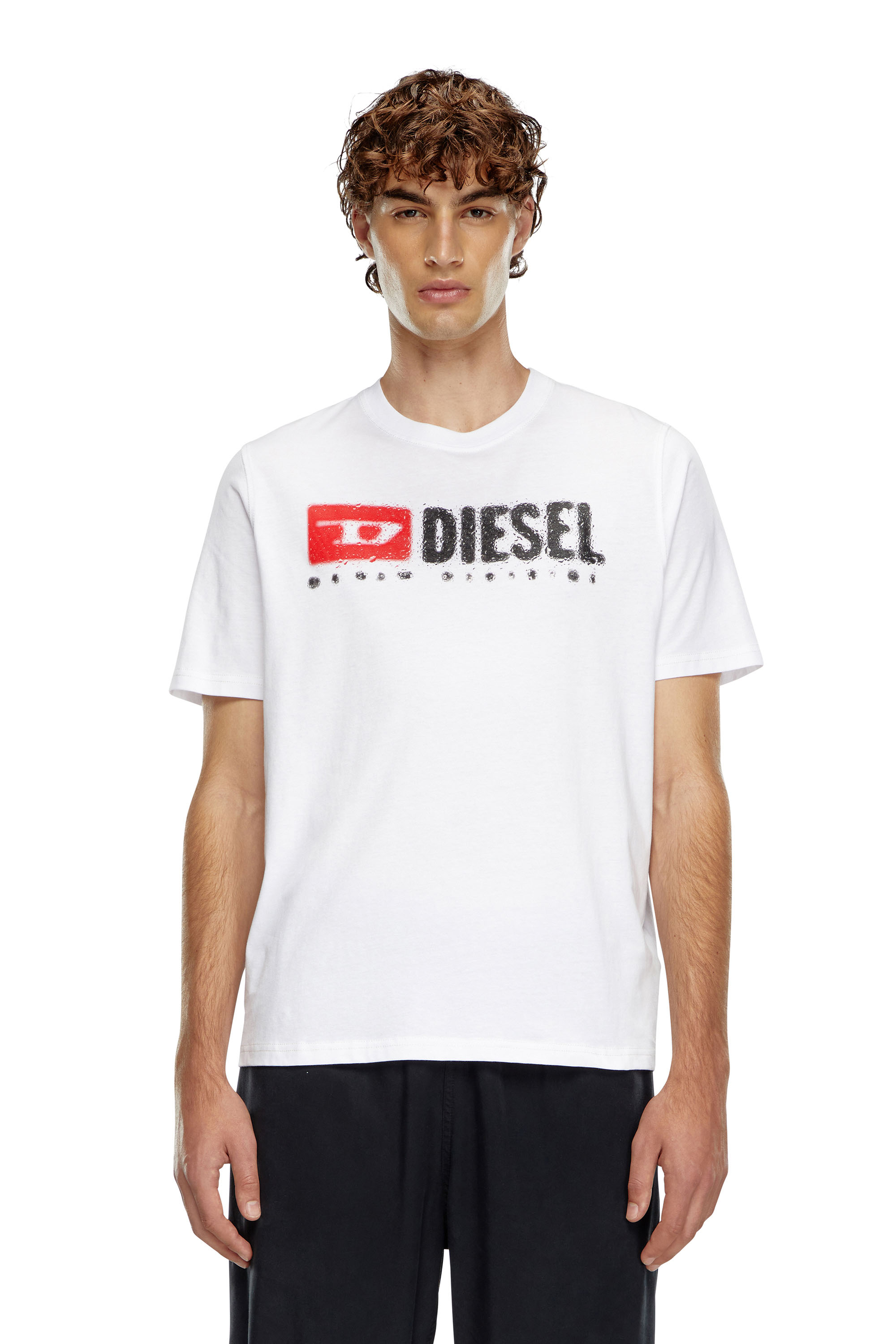 Diesel - T-ADJUST-K14, Herren T-Shirt mit Logo in Splash-Optik in Weiß - 1