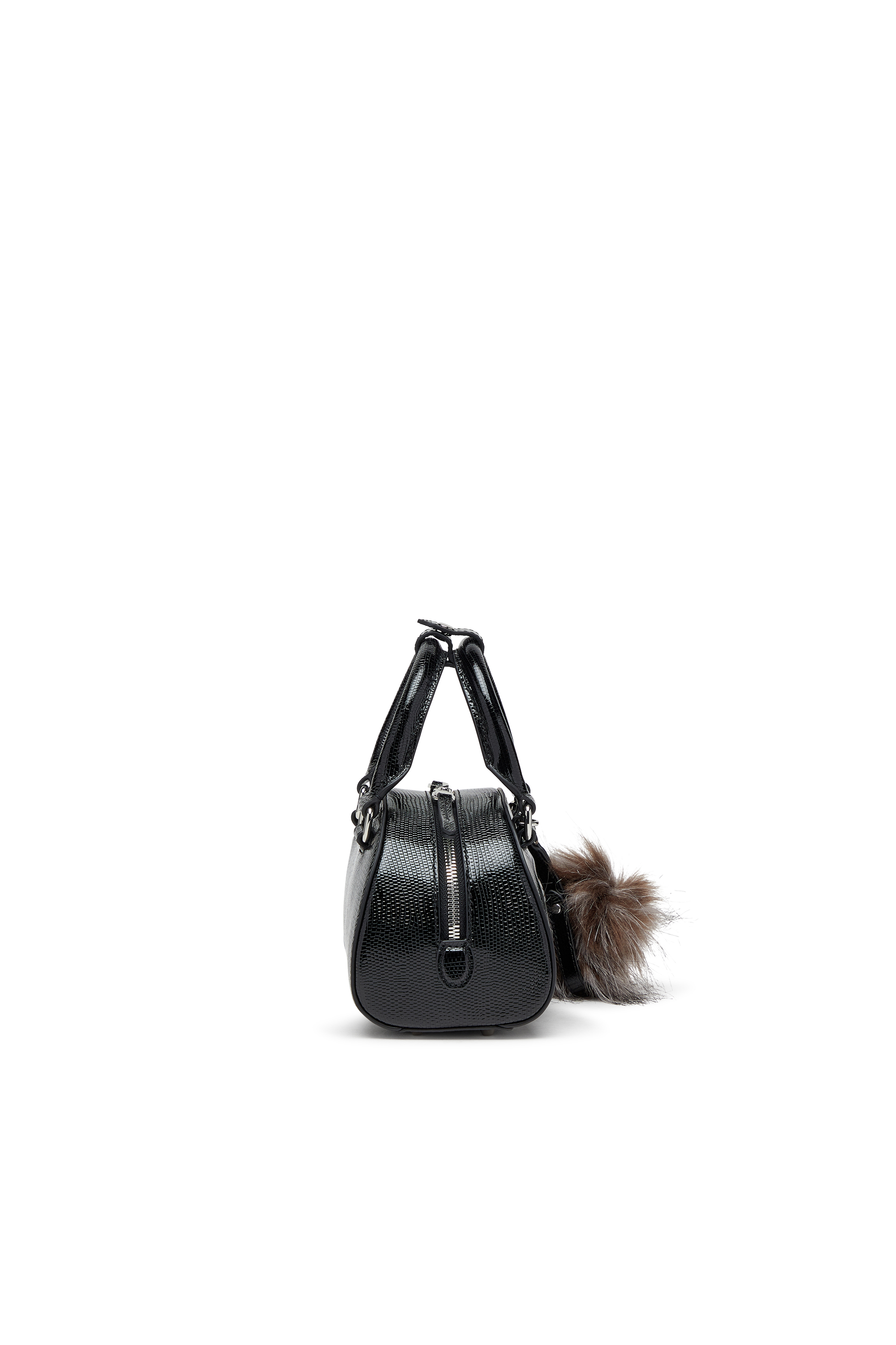 Diesel - 1DR DOME CROSSBODY, Damen Mini-Bowling-Tasche aus geprägtem Leder in Schwarz - 4