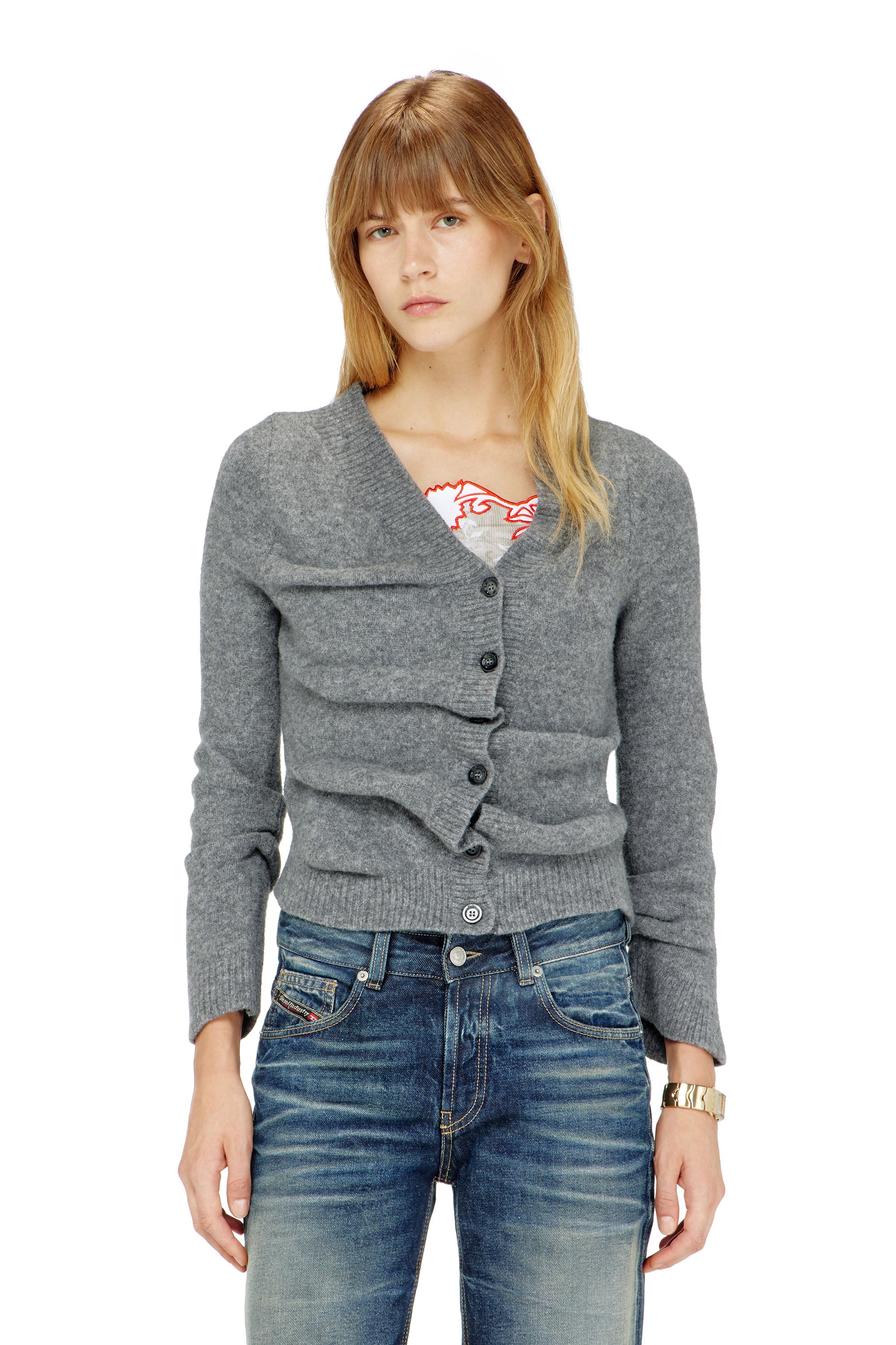 Diesel - M-AVA, Damen Kurz geschnittener Cardigan aus gekochtem, geknittertem Strick in null - 1