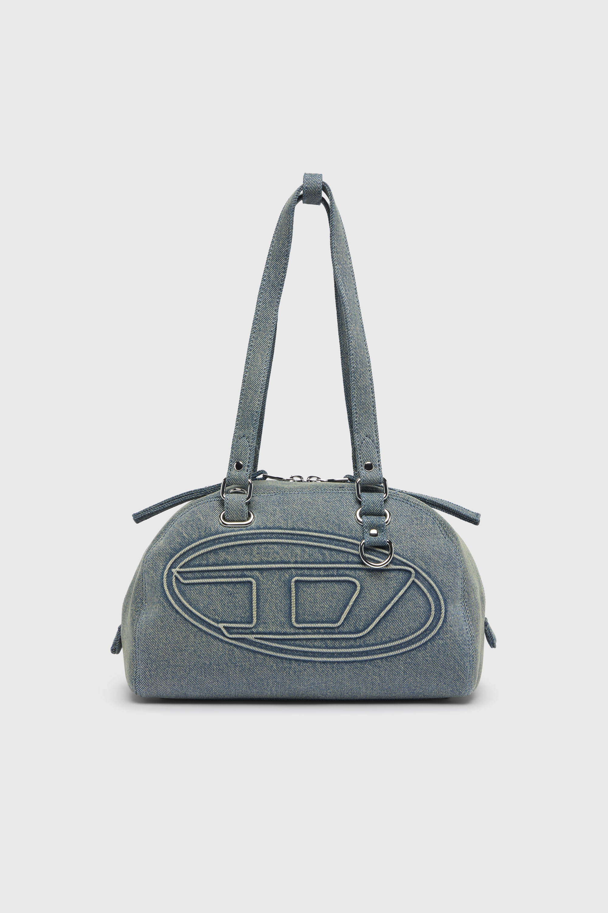 Diesel - 1DR DOME SOFT SHOULDER, Unisex 1DR Dome-Schultertasche aus Denim mit Oval D Logo in Hellblau - 2