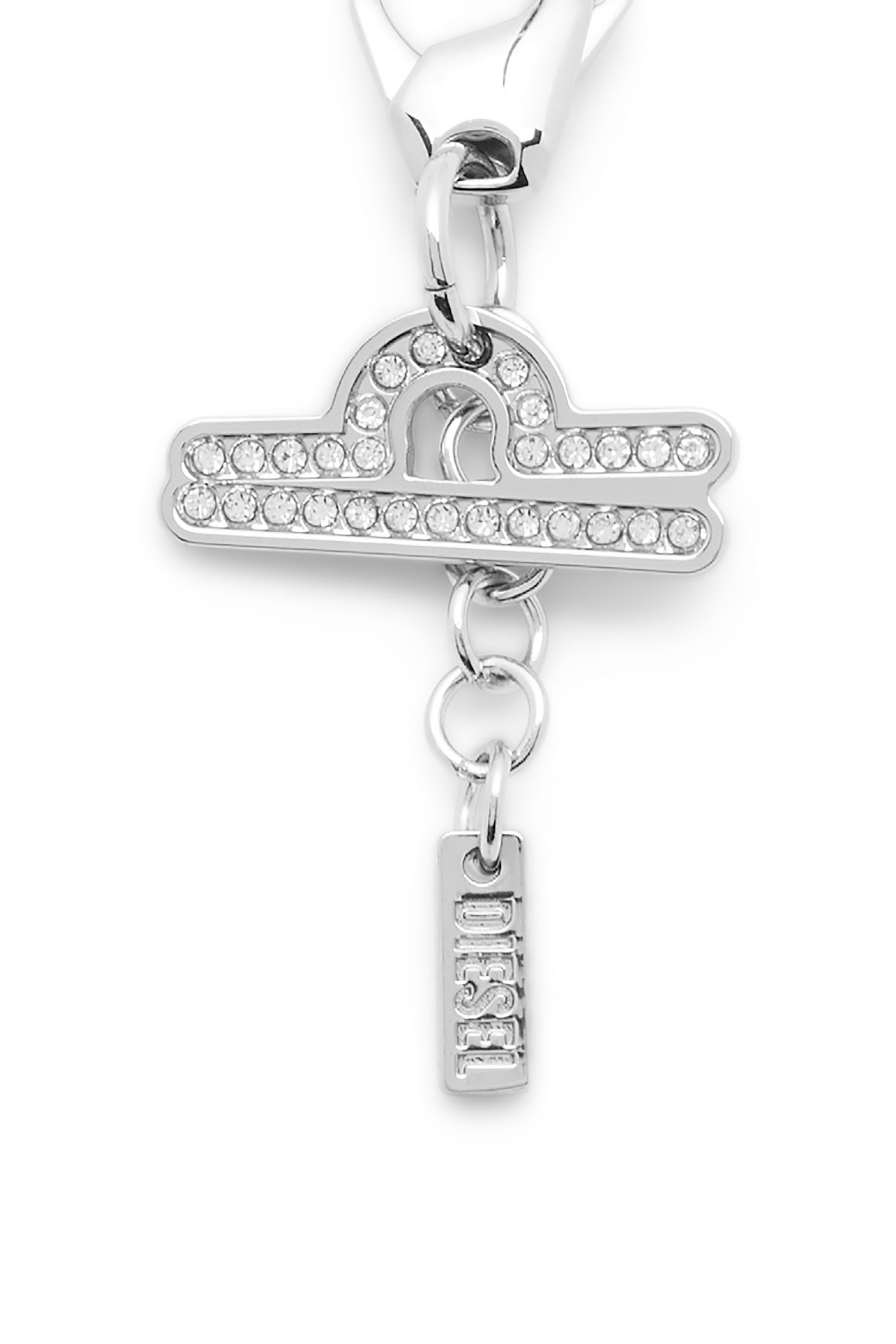 Diesel - CHARM LIBRA, Unisex Metall-Libra-Anh&auml;nger mit Strasssteinen in Silber - 3